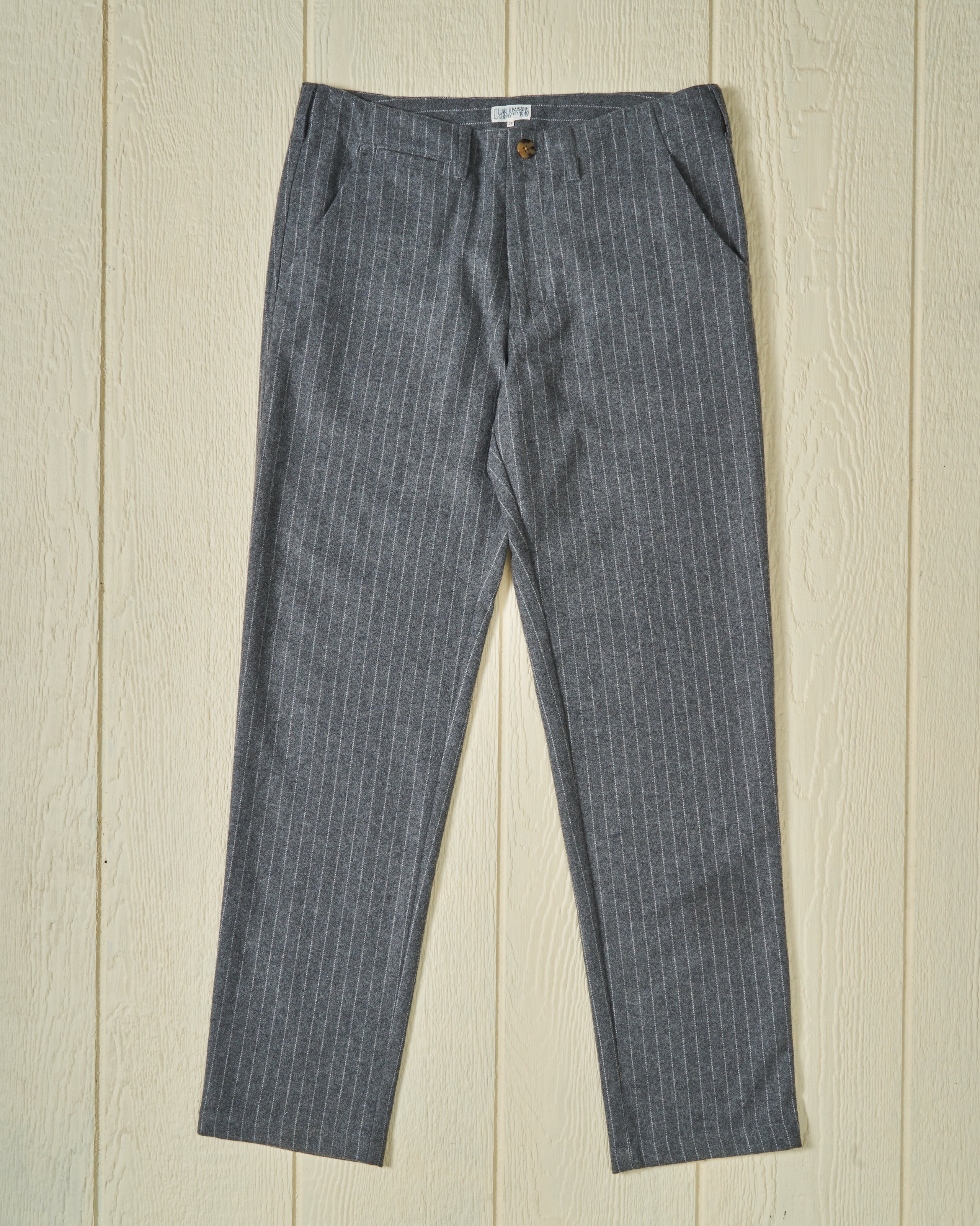 Men's Camden Pant - Charcoal Chalk Stripe Washed Wool Dress Pants for Business & Formal Occasions | Comfortable Office Trousers for Work & Professional Events