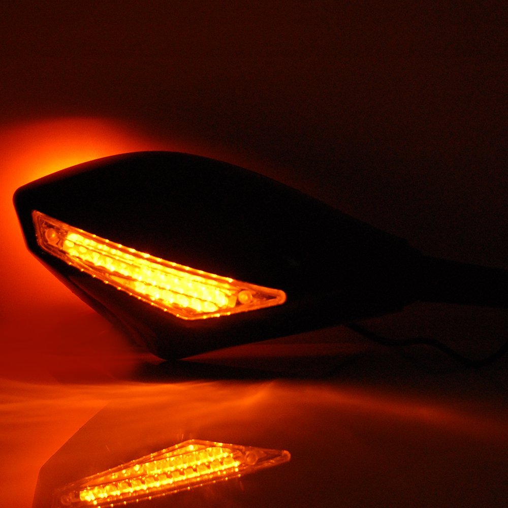 Smoke Lens Black Integrated Amber LED Turn Signal Blinker Rearview Side Mirrors for Honda CBR 600 929 954 1000 XX RR F1 F4 F4i - Enhanced Safety & Style for Motorcycle Riders