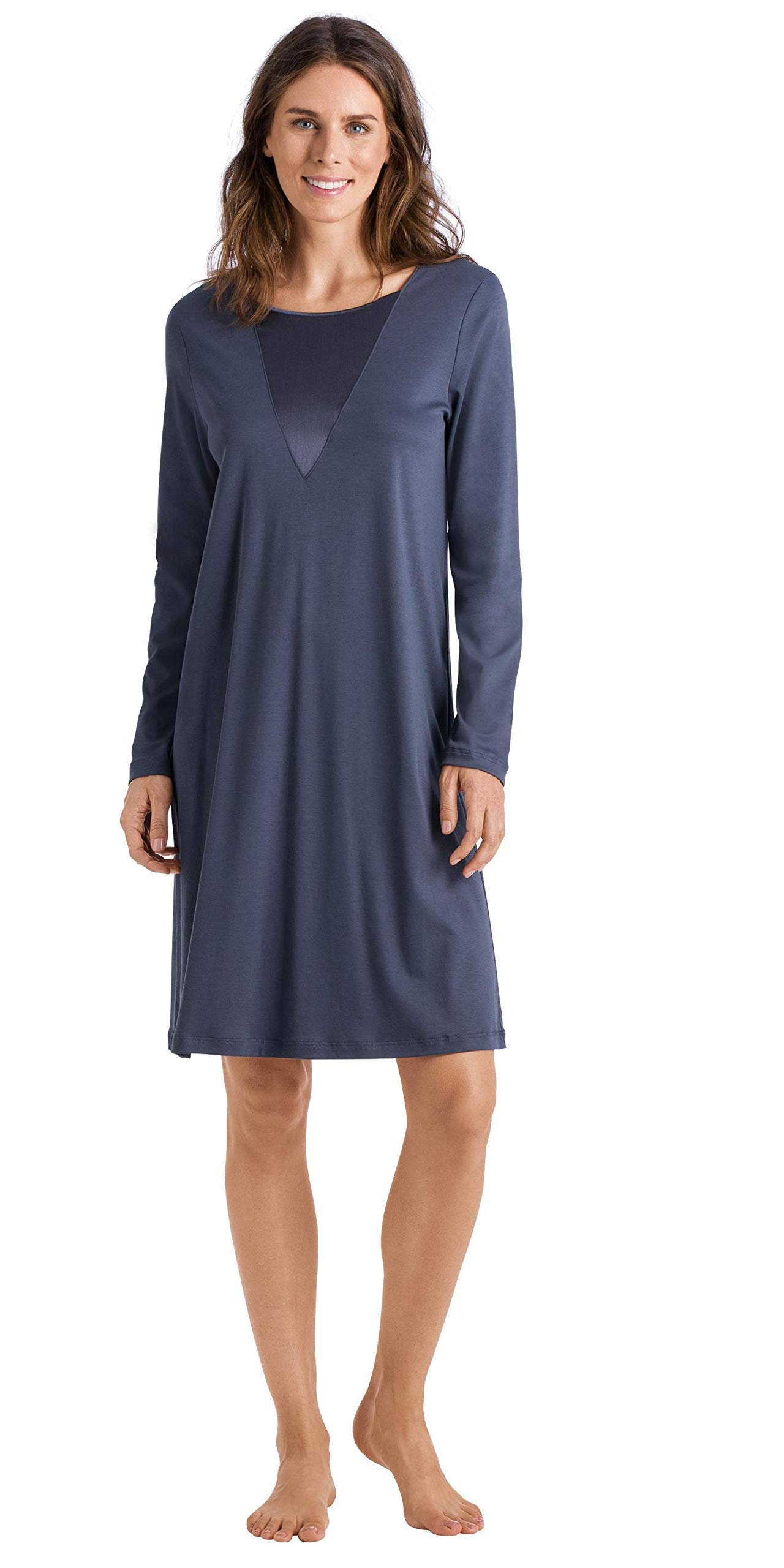 HANRO Women's Eileen Long Sleeve Nightgown 76895 - Soft Cotton Sleepwear for Comfortable Nights & Relaxing at Home
