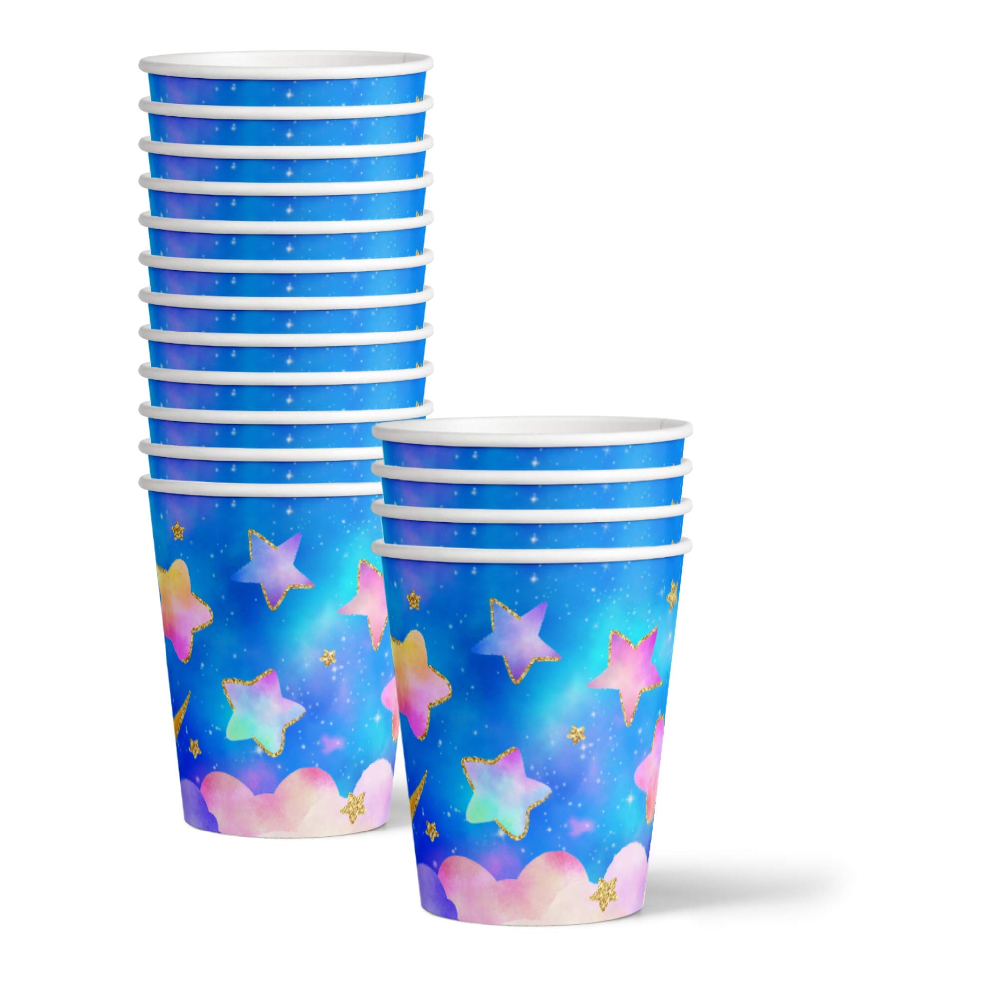 Twinkle Little Star Gender Reveal Party Supplies Set - 16-Piece Tableware Kit with Plates, Napkins & Cups - Perfect for Baby Shower Decorations & Gender Announcement Celebrations
