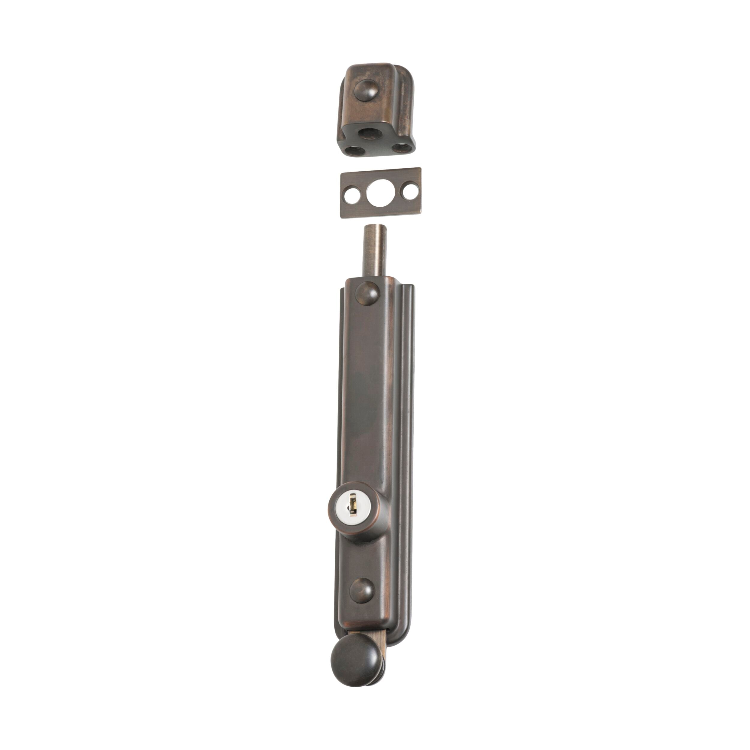 2248 Surface Bolt Locking Mechanism - Zinc Alloy Antique Brass Finish (150x32x35mm) - Secure Cabinets, Doors & Furniture - Vintage Style Home & Office Hardware