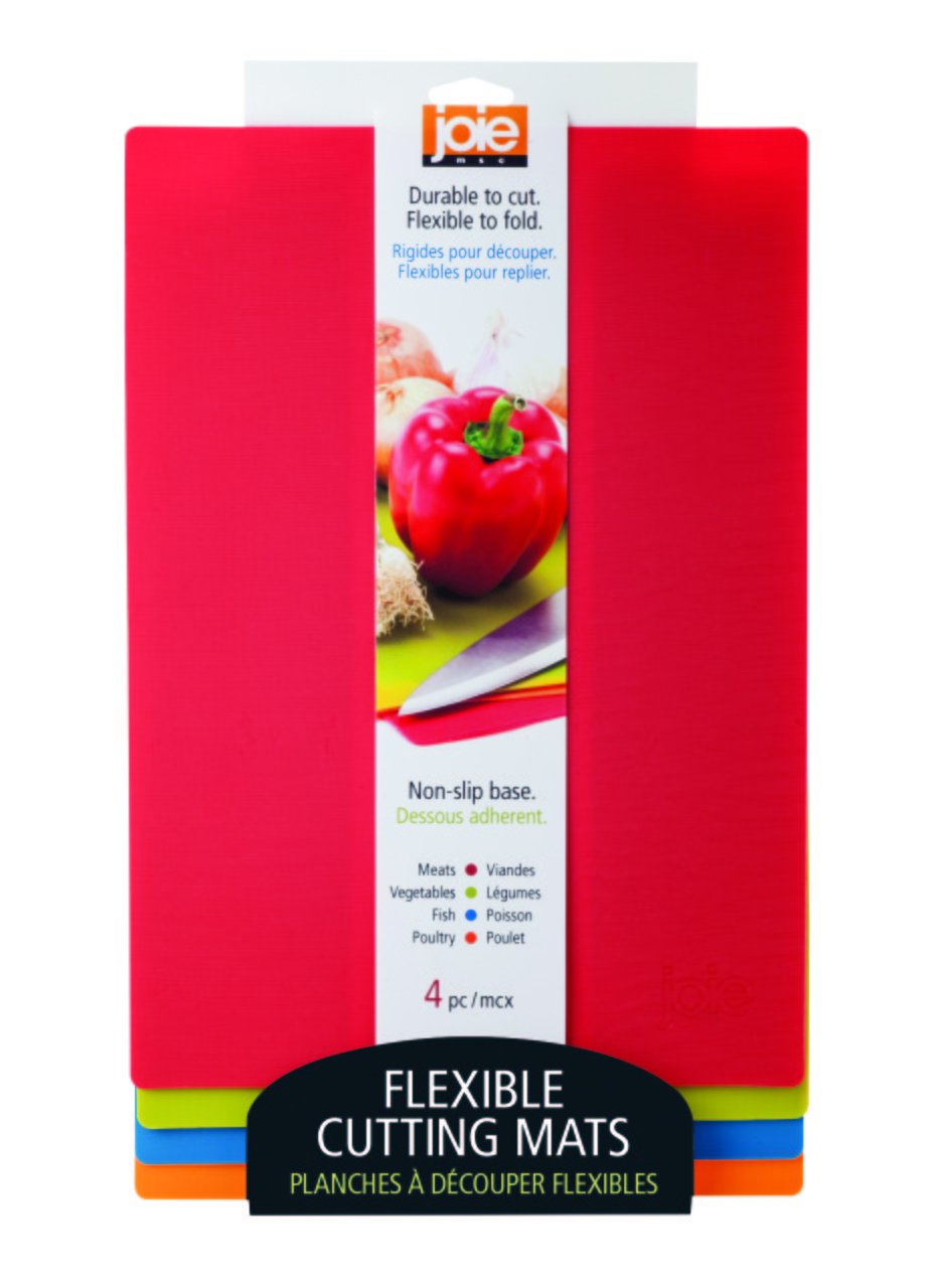 Joie Color Coded Flexible Cutting Mats with Non-Slip Base - Essential Kitchen Accessory for Easy Food Prep & Cleanup - Perfect for Meal Prep, Chopping Vegetables & Meat