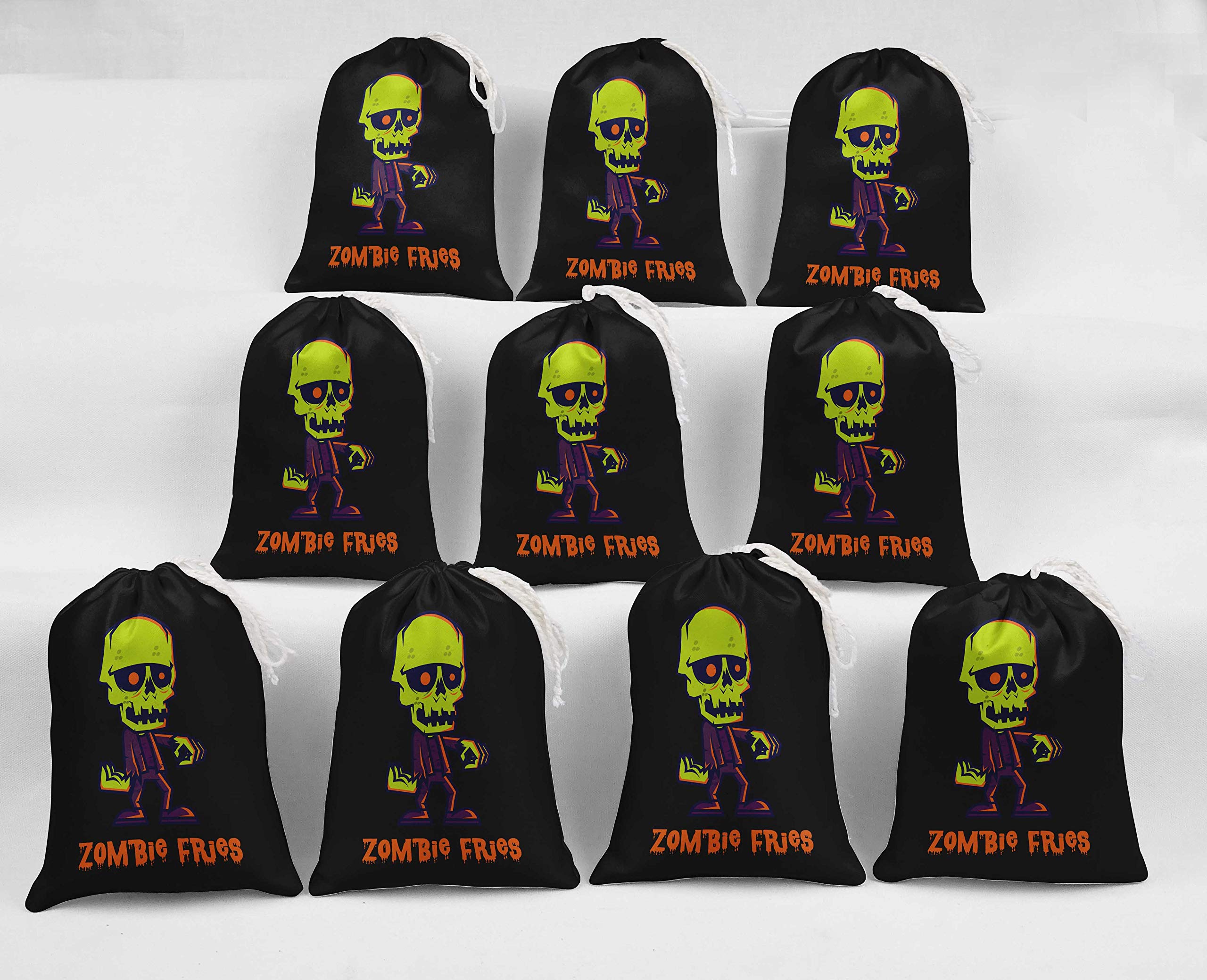 Black Zombie Fries Halloween Party Favor Bags - 15 Pack of Spooky Treat Pouches for Trick or Treat, Classroom Prizes & Costume Party Favors