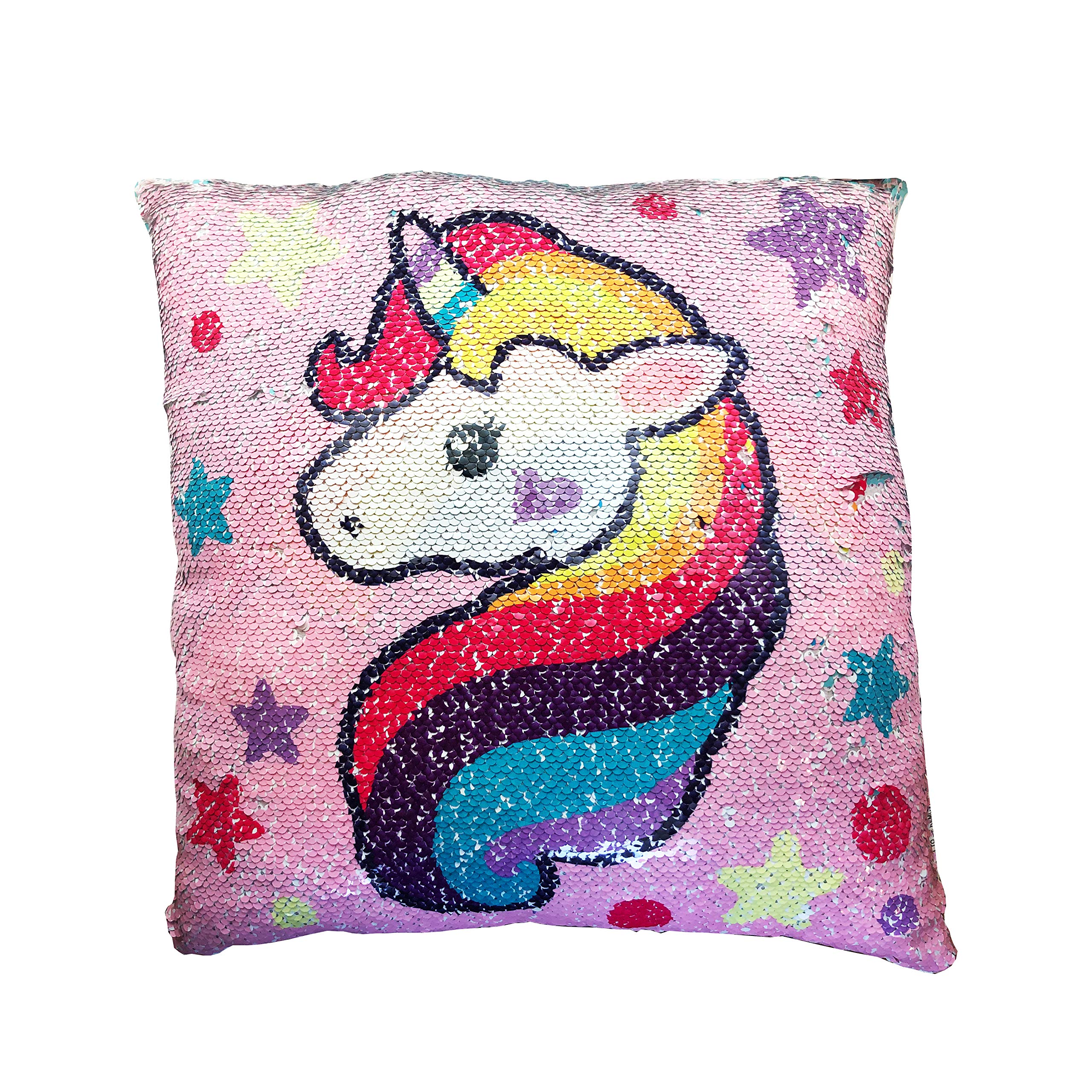 **Unicorn Reversible Sequin Pillow – Soft Plush Stuffed Animal Pillow for Kids & Teens – Magical Bedroom Decor, Gift for Girls, Birthday Party Favors – Perfect for Playtime, Sleep & Room Decoration**