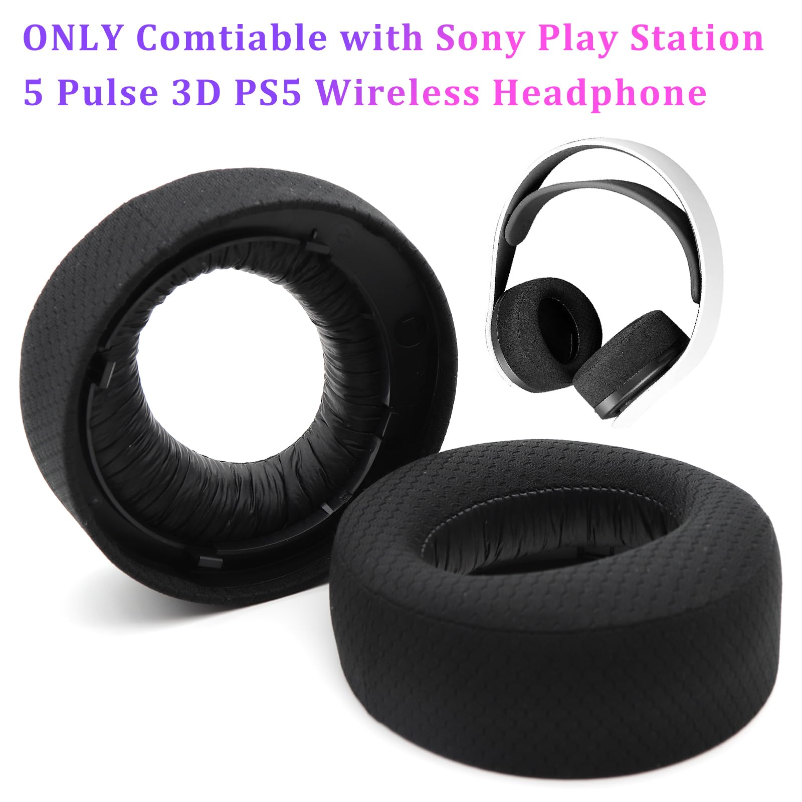 Replacement Ear Pads for Sony PS5 Pulse 3D Wireless Gaming Headset - Premium Breathable Memory Foam Cushions - Noise Isolating & Enhanced Audio for PlayStation 5 - Perfect for Long Gaming Sessions & Comfortable Wear