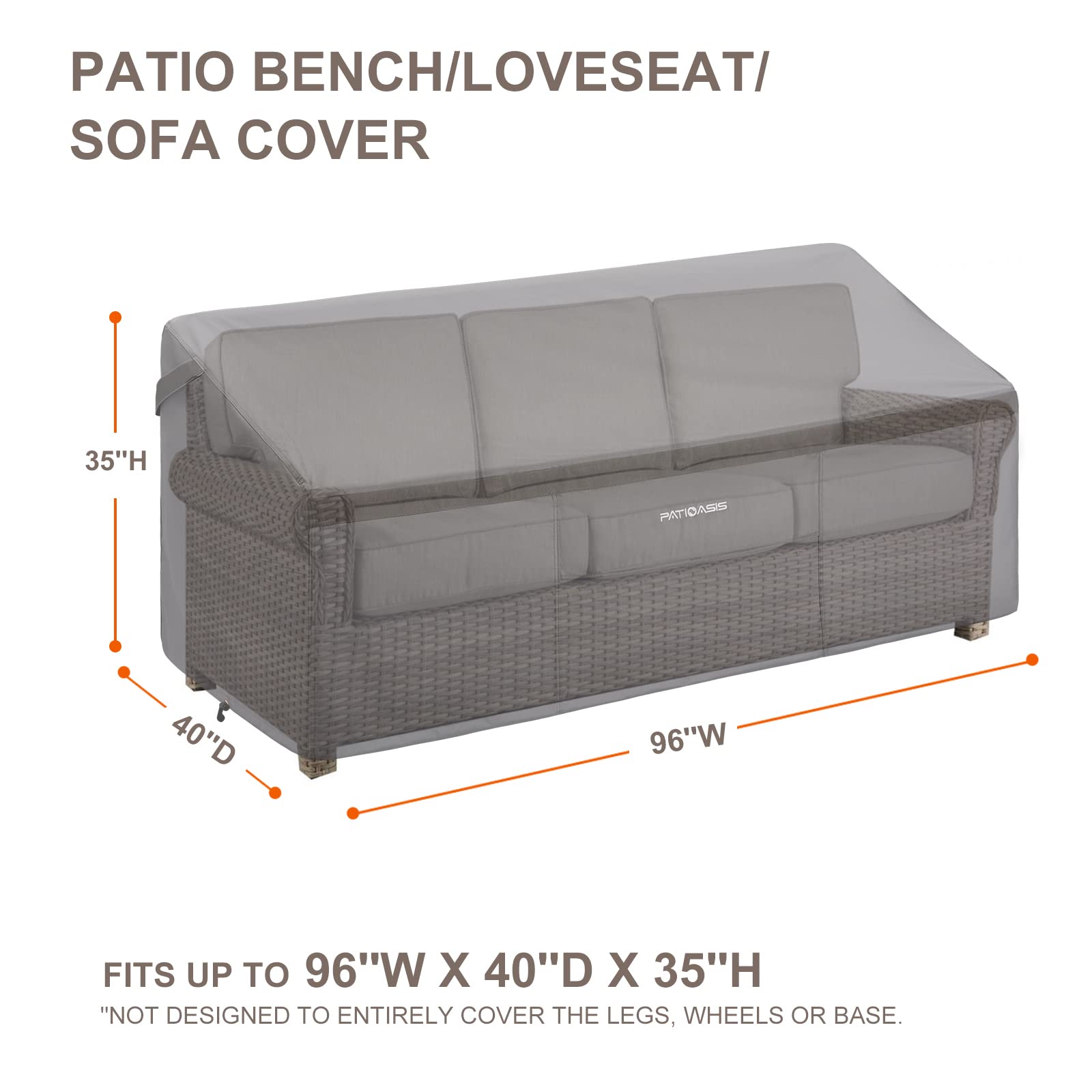 96''L x 40''W x 35''H Waterproof Outdoor Sofa Cover - UV-Resistant & Fade-Proof Patio Furniture Protection for Loveseat - Perfect for Backyard, Deck, and Garden Use