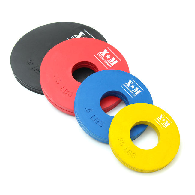 XM Competition Rubber Fractional Weight Plates Set - .25, .5, .75 & 1 LB Pairs (5 LB Total) for Home Gym, CrossFit & Olympic Weightlifting Training