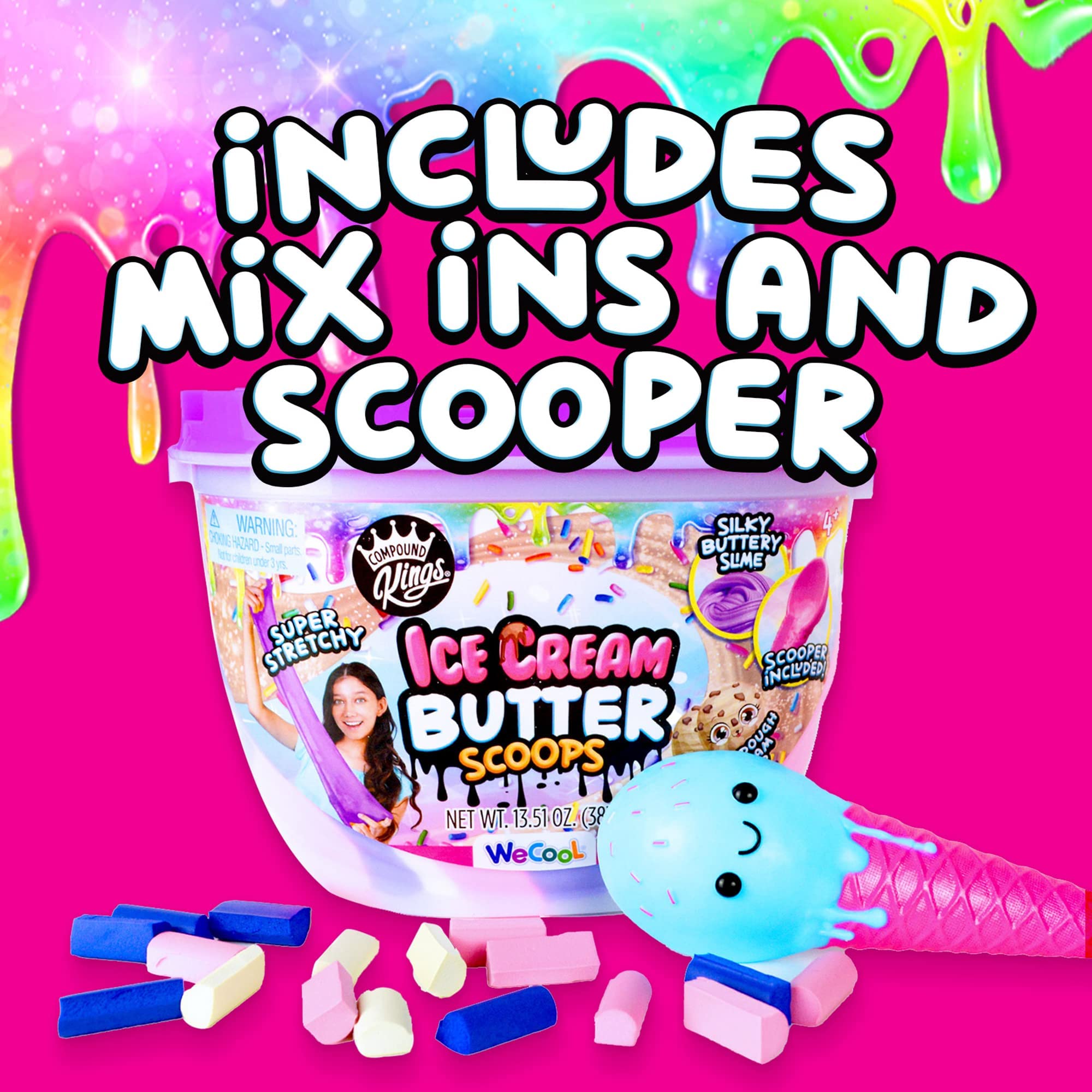 Compound Kings Ice Cream Butter Cloudz Scented Large Slime Bucket for Kids – Soft, Squishy, Non-Toxic Sensory Play Toy | Cookie Dough Scented Purple, Pink & White Swirl Gift Set – Perfect for Stress Relief, Sensory Play & Creative Fun at Home or School