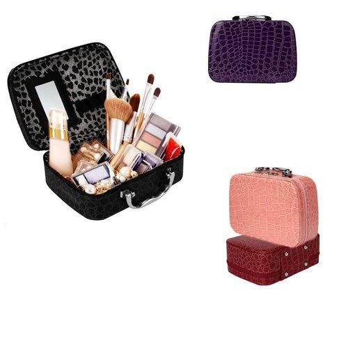 DD Retails Travel Cosmetic Storage Bag - Waterproof Makeup Organizer Case with Mirror | Portable Toiletry Kit for Women | Perfect for Travel, Gym & Daily Use