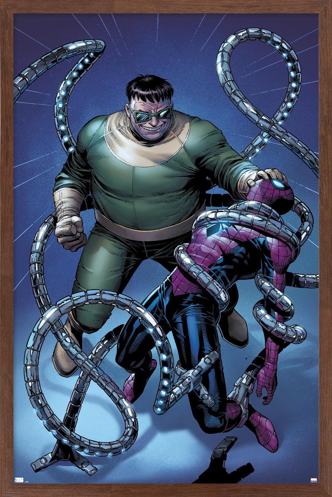 Marvel Comics Spider-Man vs Doctor Octopus - The Clone Conspiracy #1 Wall Art Poster 34x22.4 Inches with Mahogany Frame - Perfect for Superhero Bedroom Decor & Comic Book Collector Display