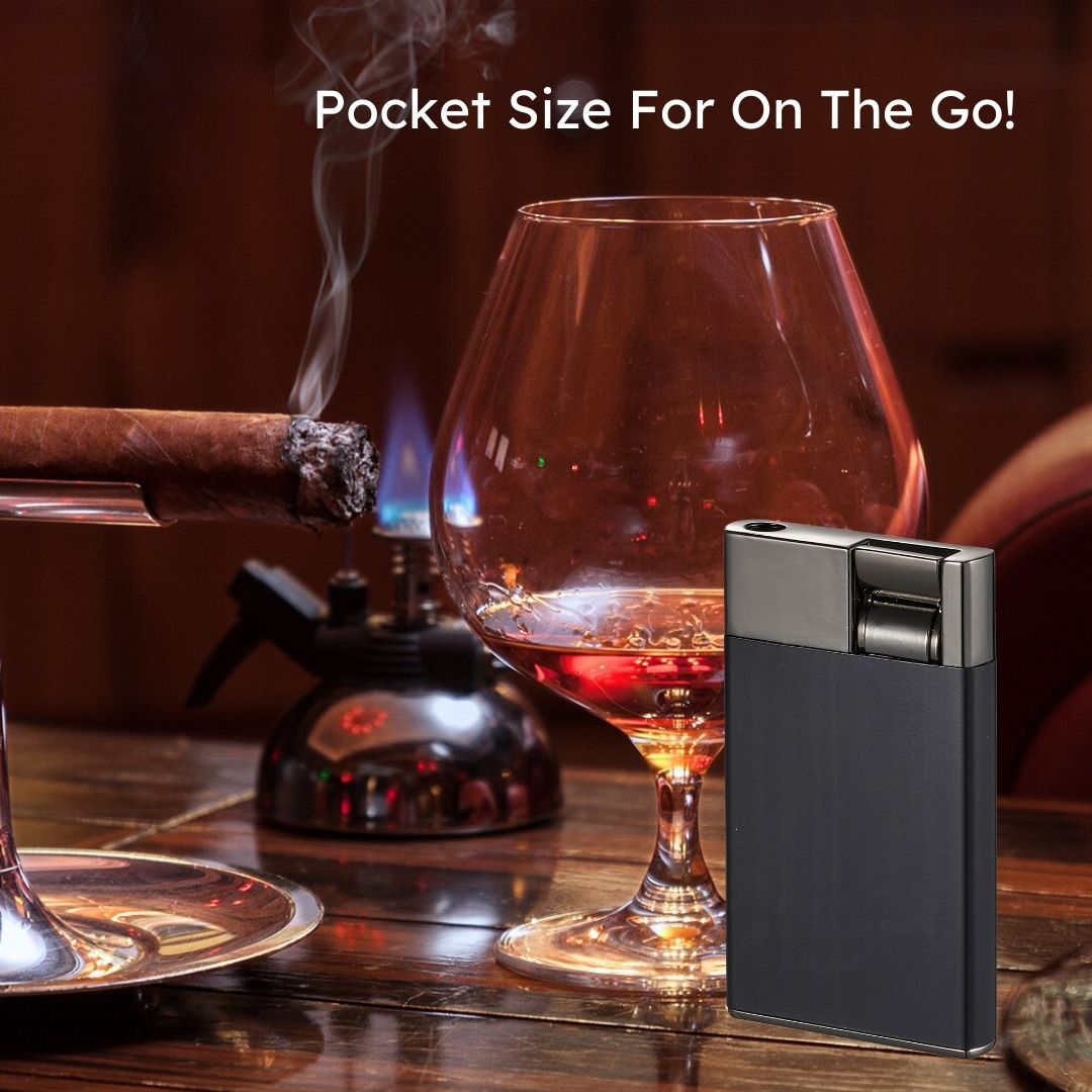 Premium Visol Cougar Single Jet Flame Cigar Lighter - Windproof Butane Torch for Cigars, Cigarettes & Pipe Smoking - Perfect for Outdoor Use, Travel & Gifts (Black)