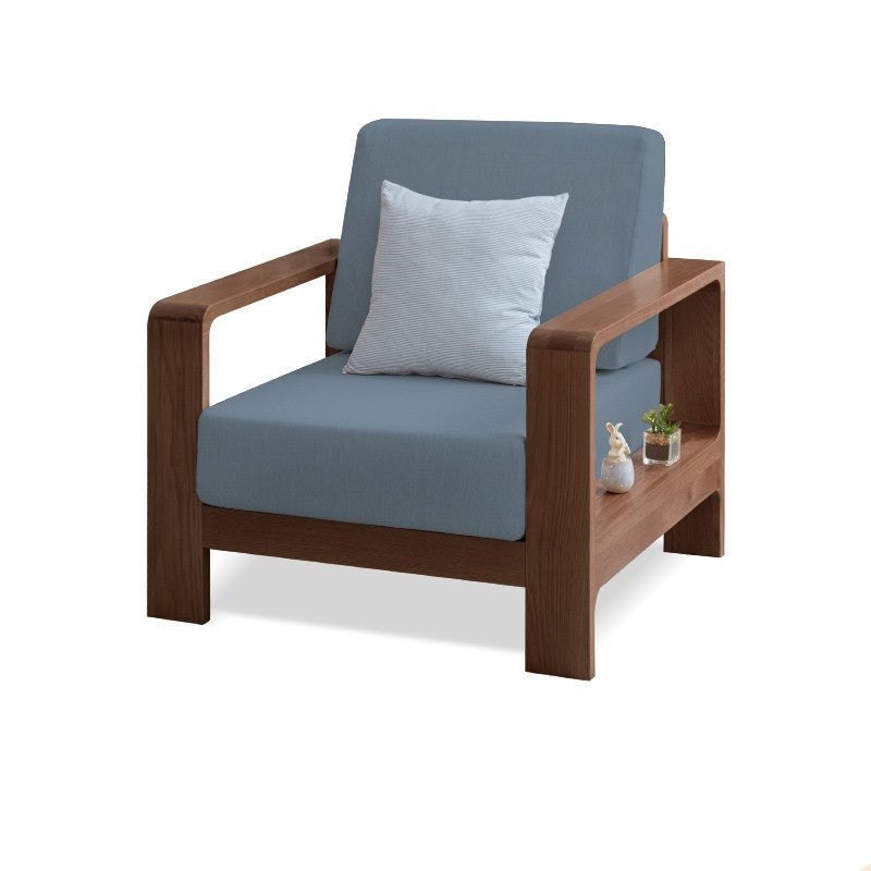 Oak Solid Wood Modern Fabric Sofa - Contemporary Living Room Furniture for Small Spaces & Apartments | Durable & Stylish Home Decor
