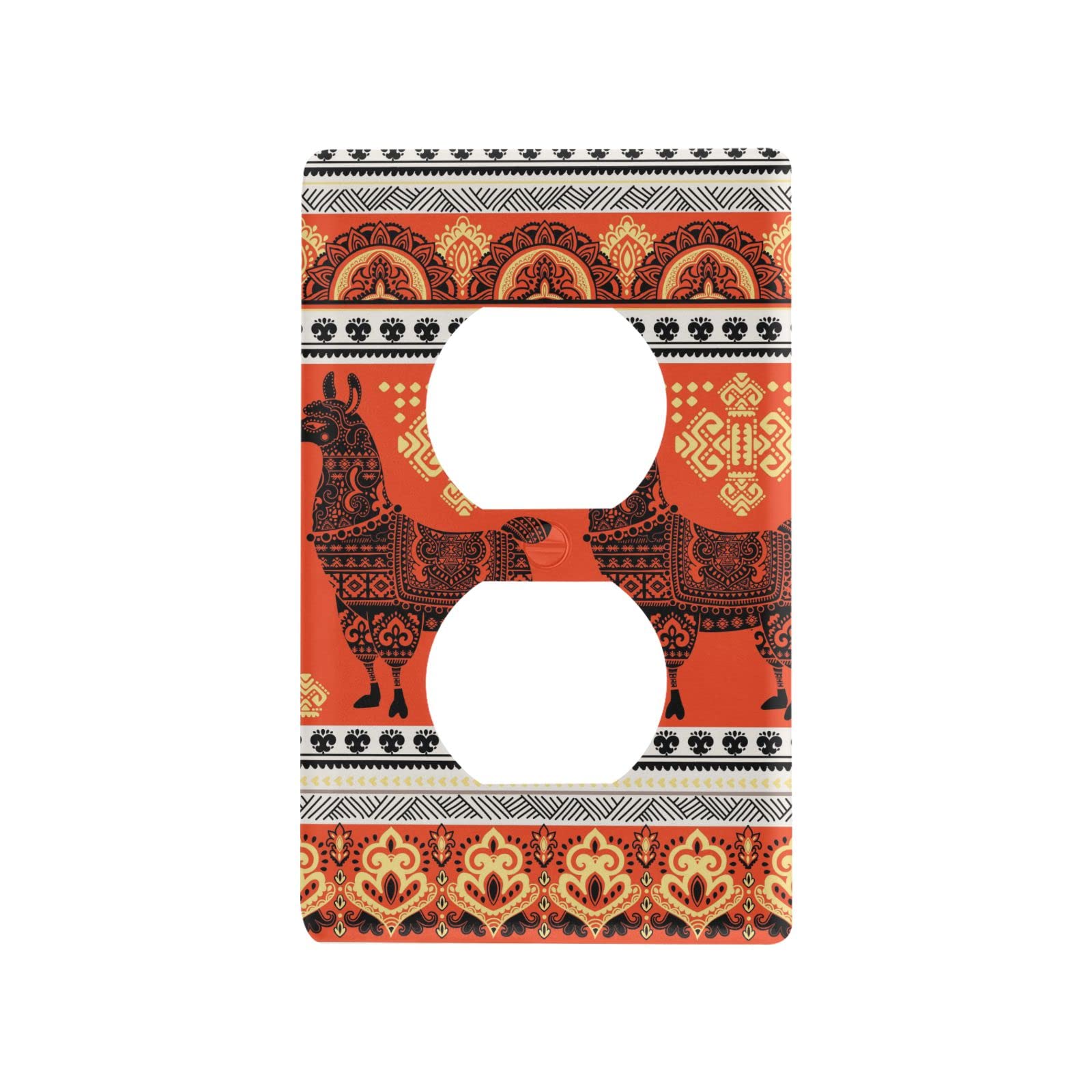 Glaphy Llama Animal Ethnic Boho Style Light Switch Plate Cover - Decorative Duplex Outlet Cover for Home & Bedroom Decor - Perfect for Boho, Farmhouse & Nursery Room Themes