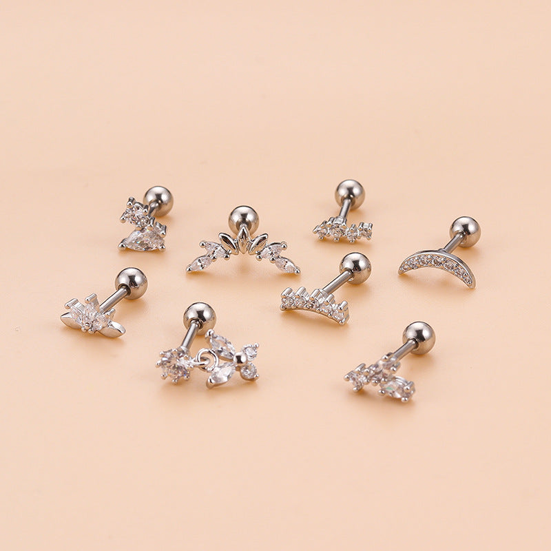 16G Cartilage Curve Bar Stud Earrings - Surgical Steel Conch Helix Piercing Jewelry for Women | Perfect for Daily Wear, Parties & Special Occasions | HSPJ795