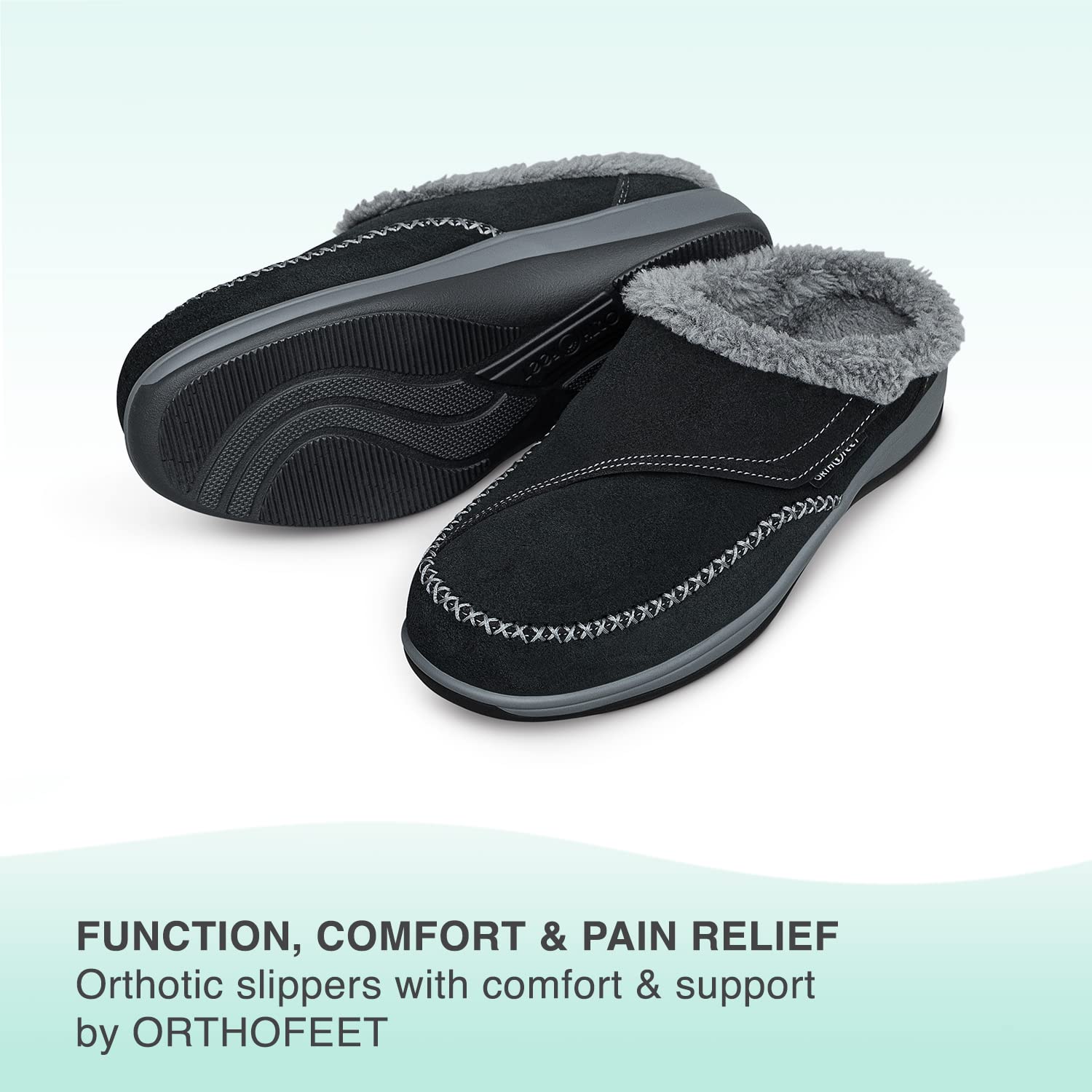 Orthofeet Women's Orthopedic Slippers with Faux Fur Lining - Comfortable House Shoes for Plantar Fasciitis, Arthritis & Diabetic Foot Pain Relief - Perfect for Indoor Relaxation & Post-Surgery Recovery