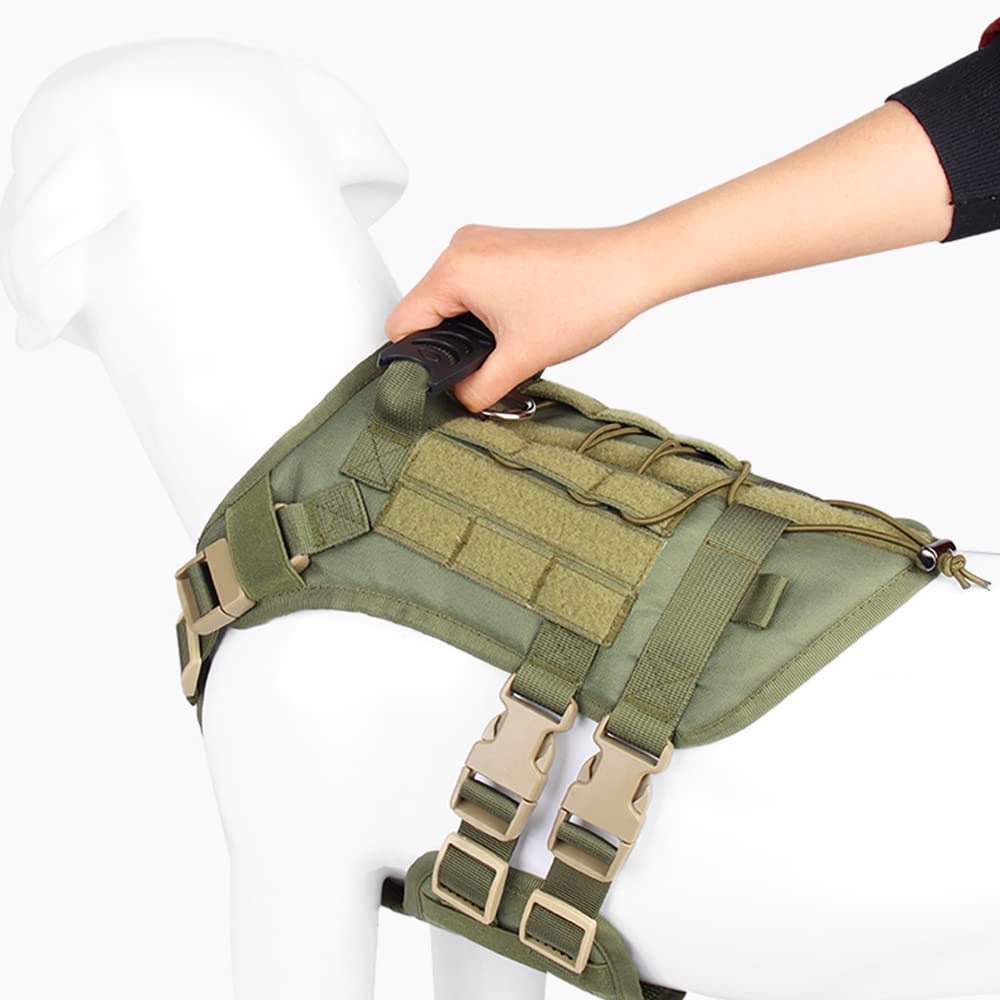 Tactical No-Pull Dog Harness for Large & Medium Dogs - Military Service Vest with MOLLE Panel & Handle - Perfect for Hiking, Training, Hunting & Walking (Size L, Black) | Durable Outdoor Adventure Gear for Active Pets