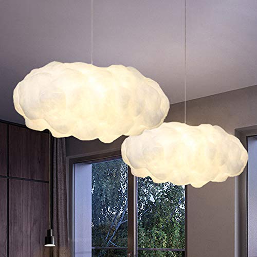 LITFAD 1-Light White Cotton Cloud Pendant Light Fixture - Modern Art Deco LED Hanging Ceiling Lamp for Dining Table, Bedroom, Living Room, Hotel & Restaurant Decor - Soft Ambient Lighting for Cozy Home & Commercial Spaces