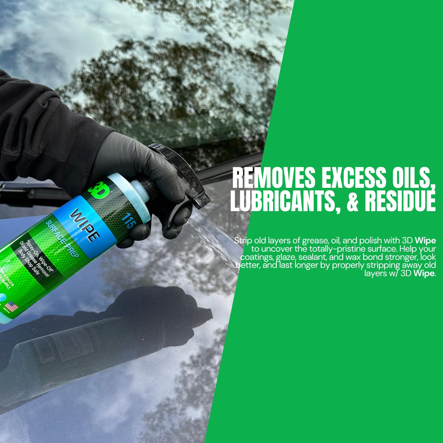 3D Wipe Ceramic Coating Surface Prep - Removes Oils & Lubricants from Paint & Glass Before Ceramic Coating - 1 Gallon for Car Detailing & Auto Paint Protection