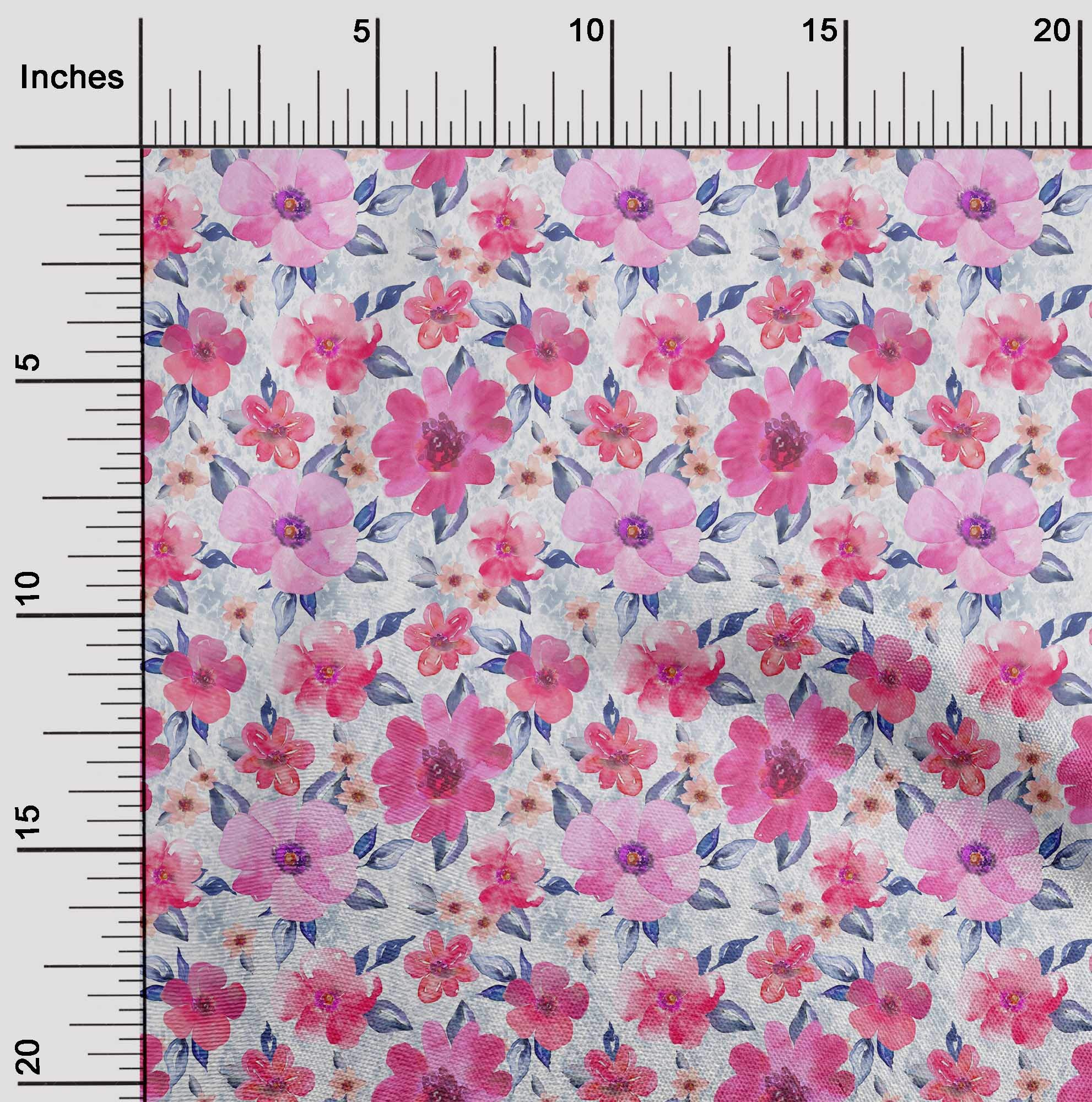 oneOone Viscose Chiffon Fabric - Watercolor Leaves & Floral Print Fabric by the Yard, 42 Inches Wide - Perfect for Dresses, Scarves & DIY Fashion Projects