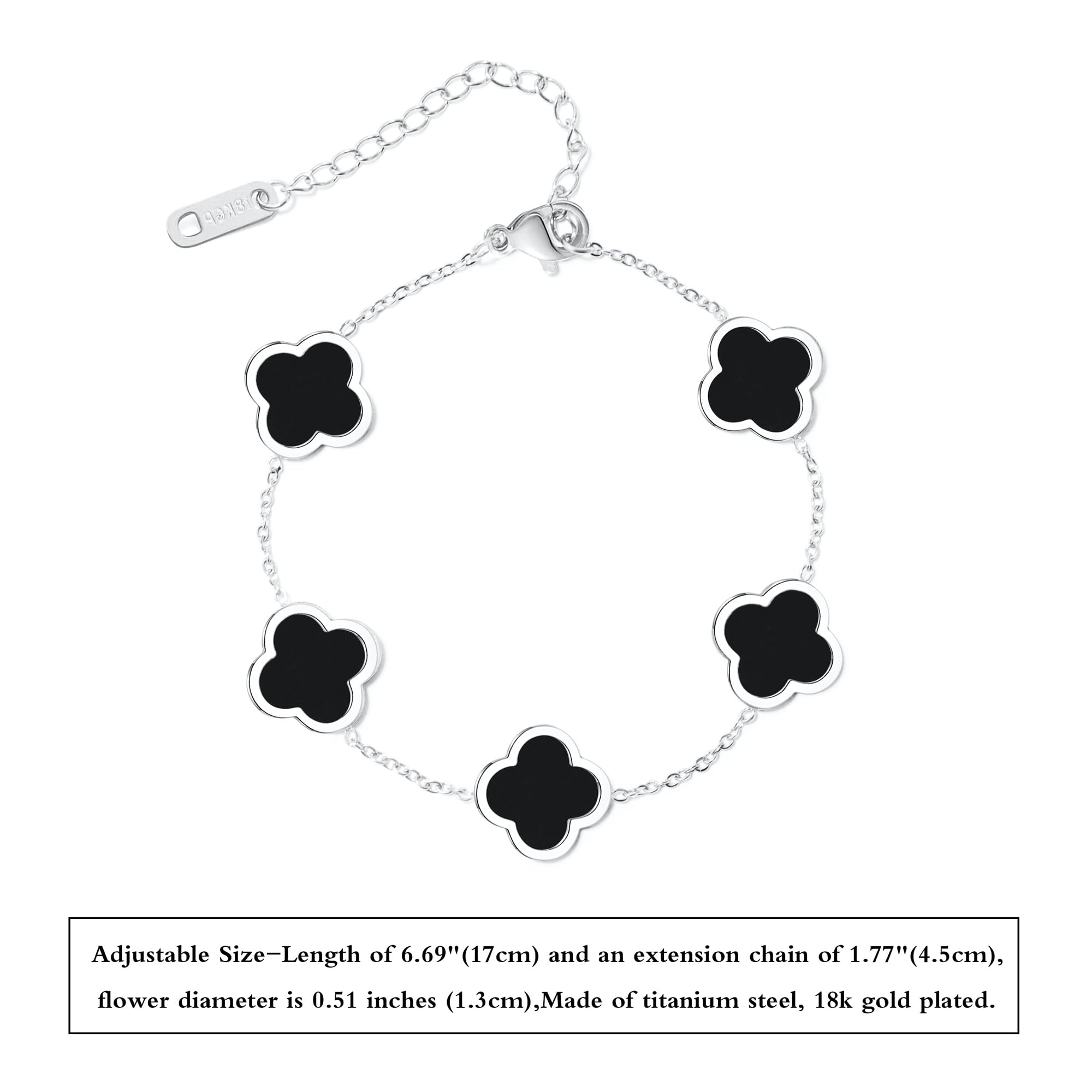 Trendy 18K Gold Plated Four Leaf Clover Adjustable Link Bracelet for Women - Lucky Charm Jewelry Gift for Mother's Day, Birthday, Anniversary | Perfect for Everyday Wear, Special Occasions & Gift Giving