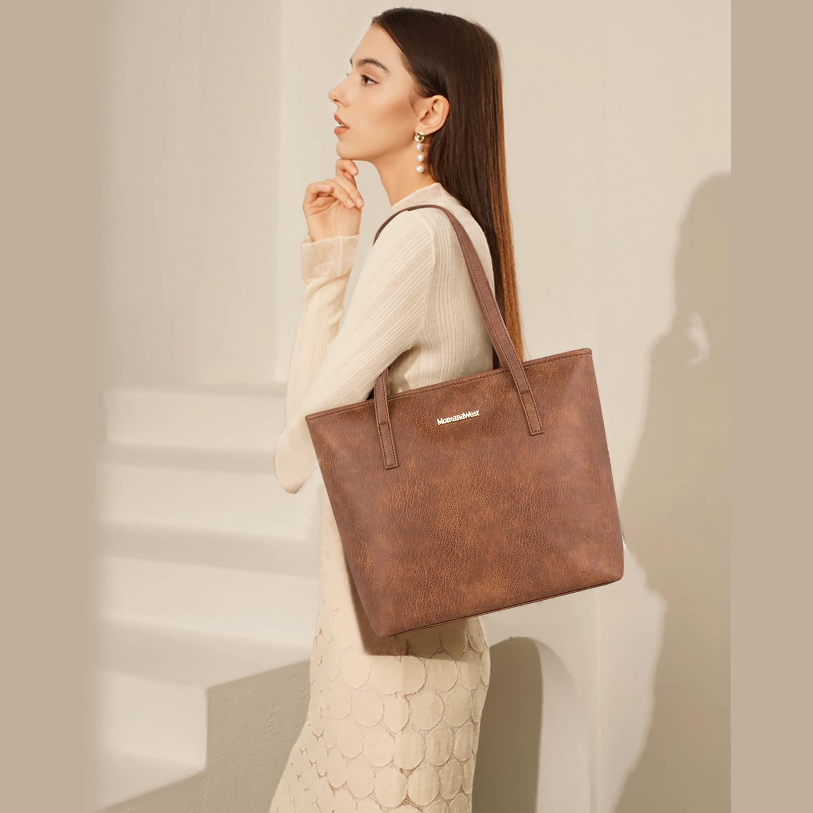 Montana West Vegan Leather Tote Bags for Women - Stylish Top Handle Shoulder Purses & Handbags | Perfect for Work, Travel & Everyday Use