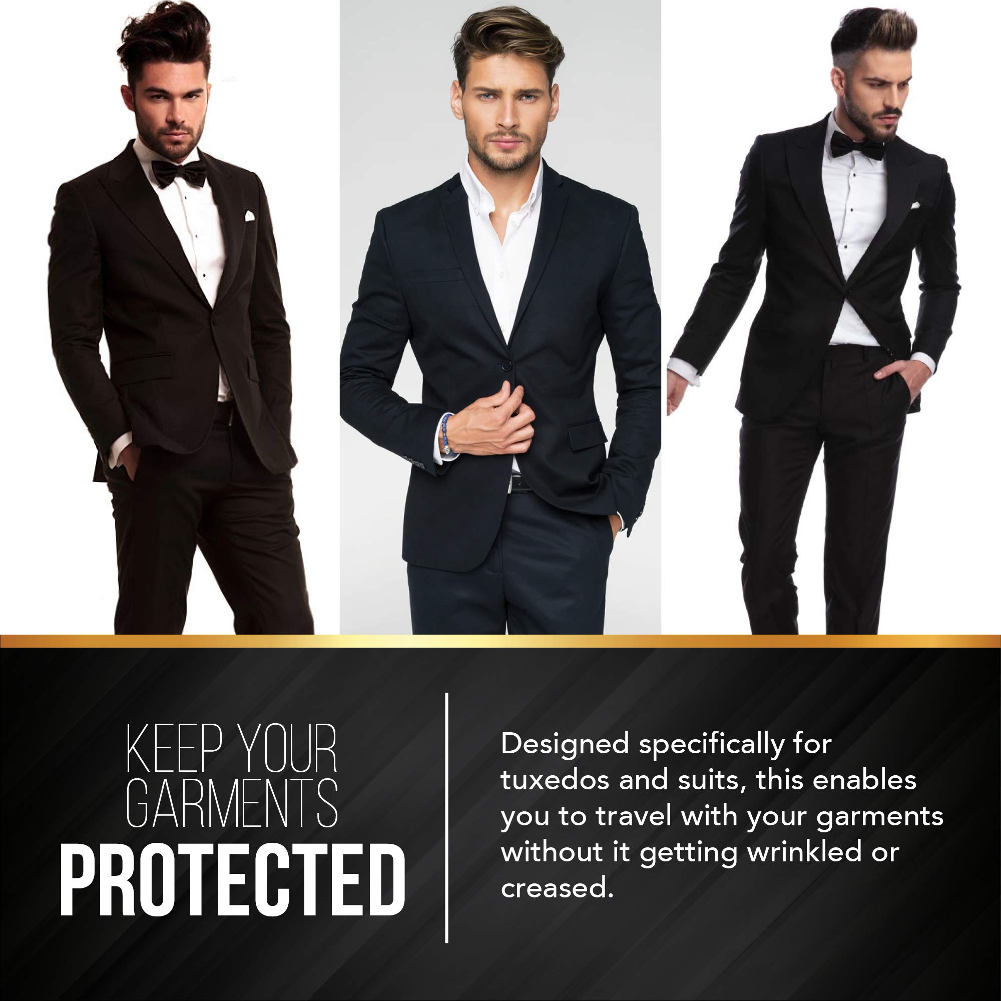 Premium Navy Suit Garment Travel Bags with ID Tag Window - Heavy Duty Yet Lightweight Luggage for Business Trips & Formal Events