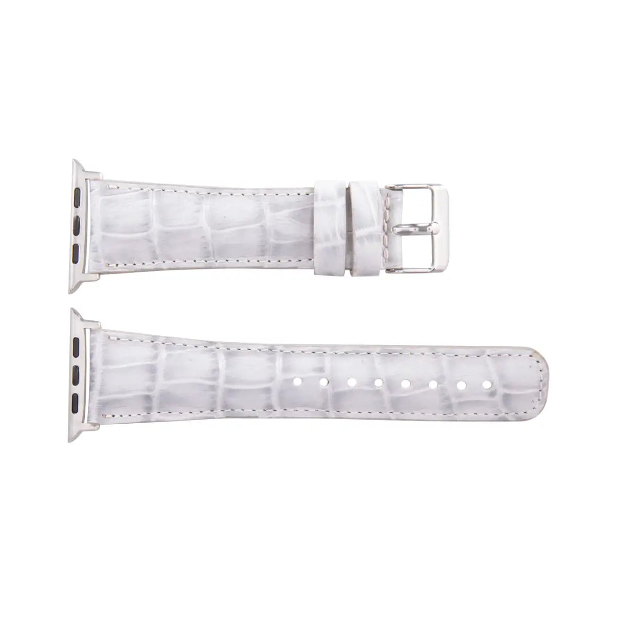 White Crocodile Pattern Leather Apple Watch Band - Classic Strap for Men & Women - Perfect for Business, Casual & Formal Wear