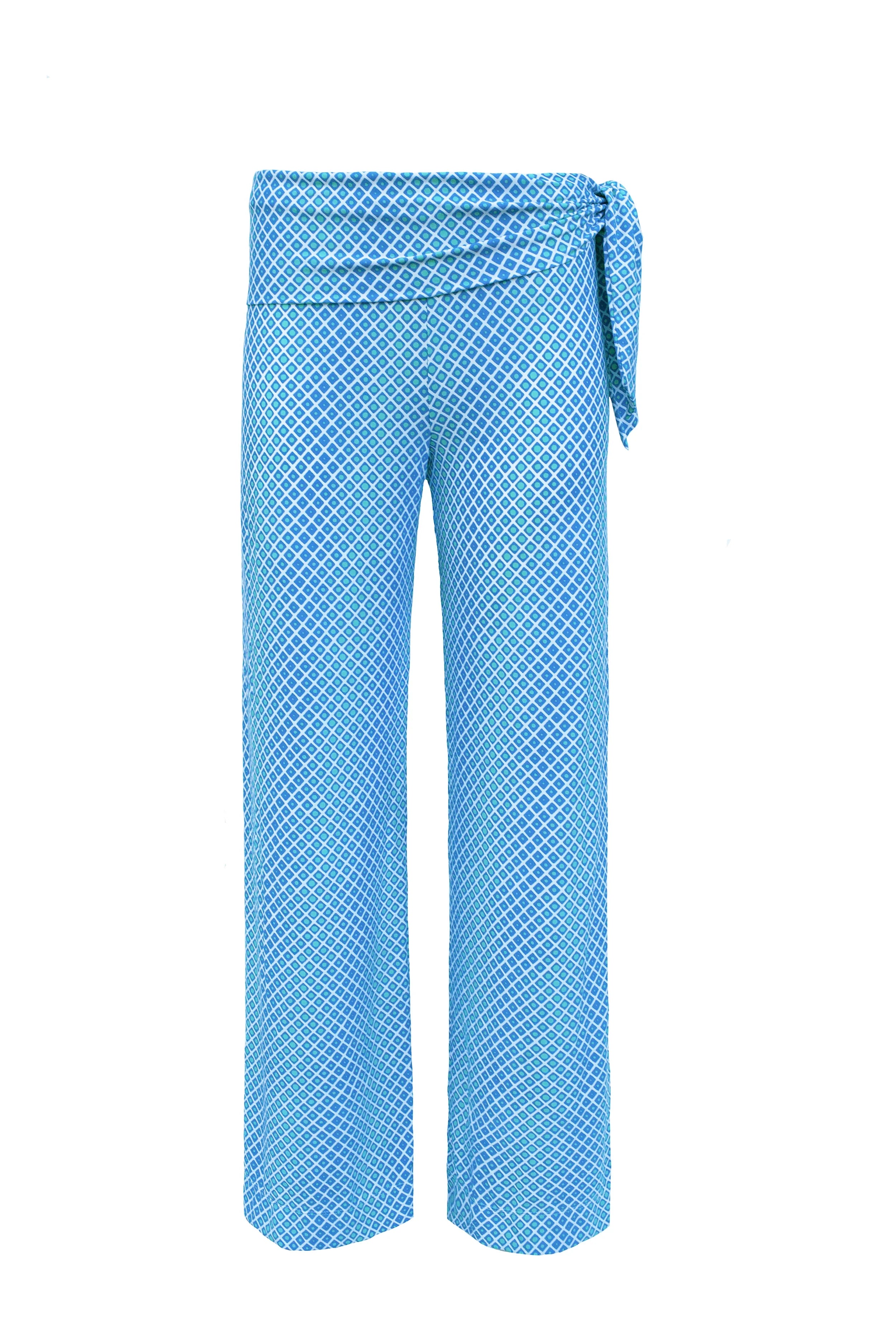 Relaxed Side Tie UPF 50+ Pants with Ombre Geometric Print - Perfect for Beach Vacations, Yoga & Summer Outdoor Activities