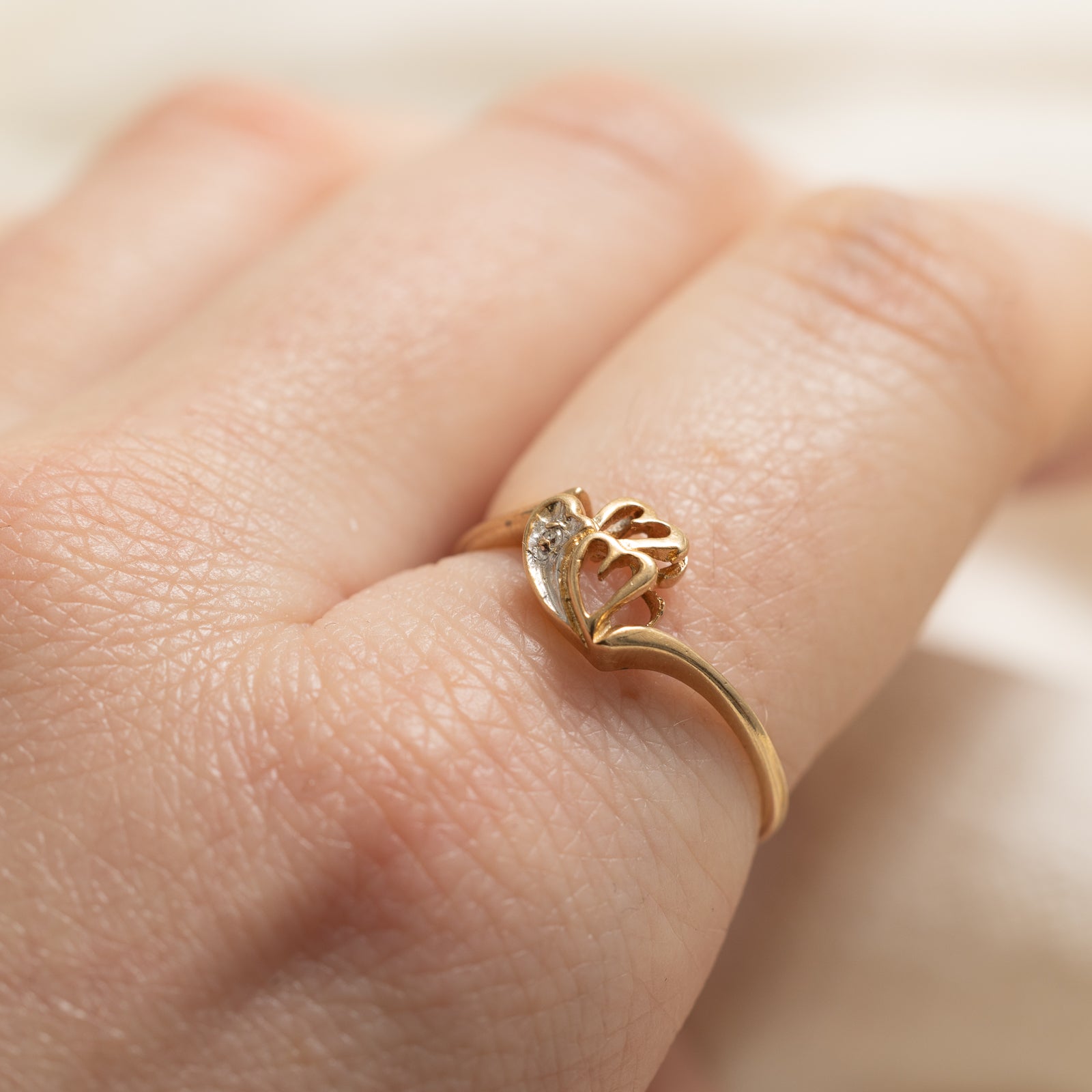 0.002ct Diamond Heart Bypass Ring - Size 8 | Elegant Promise & Engagement Jewelry for Women | Perfect for Anniversaries, Valentine's Day & Romantic Gifts