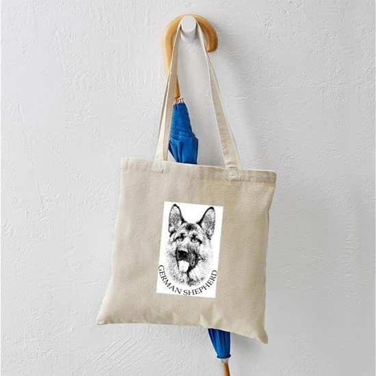 GERMAN SHEPHERD Tote Bag - Natural Canvas Reusable Shopping Bag for Groceries, Beach & Everyday Use | Eco-Friendly & Durable