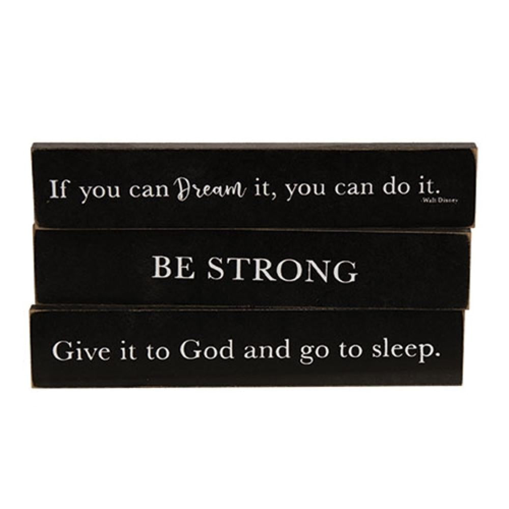 Be Strong Wooden Block Set - 3 Assorted Motivational Wooden Blocks for Home & Office Decor - Perfect for Desk Decor, Gift Giving, and Positive Vibes