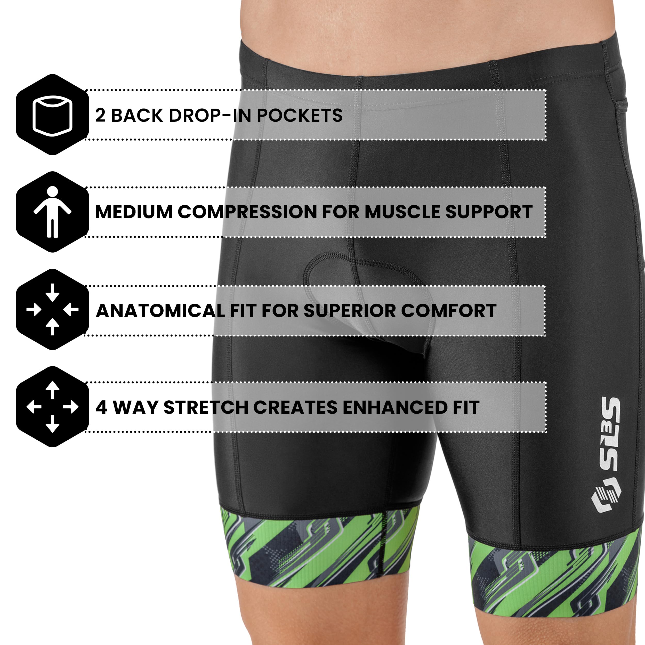 SLS3 Triathlon Shorts for Men - FRT Padded Swim Bike Run Shorts - 8