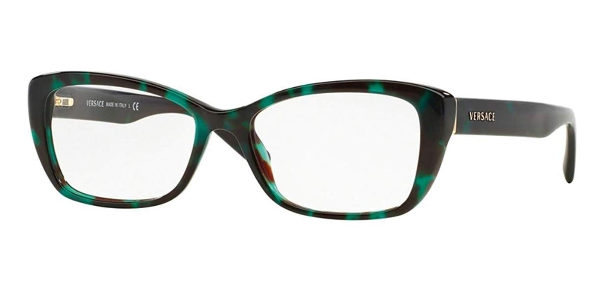 Versace VE3201 Eyeglass Frames 5076-52 - Green Havana VE3201-5076-52 | Premium Designer Eyewear for Men & Women | Perfect for Fashion, Work & Everyday Wear
