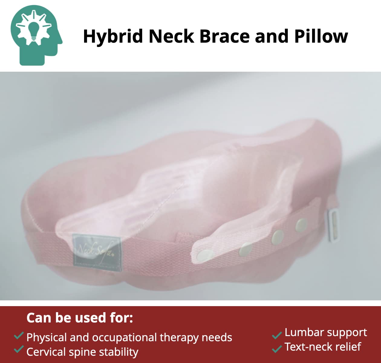 Best Chiropractor Recommended Neck Pillow for Pain Relief - Memory Foam Cervical Support Pillow with Lumbar Support (Burgundy) - Ideal for Travel, Office & Home Use