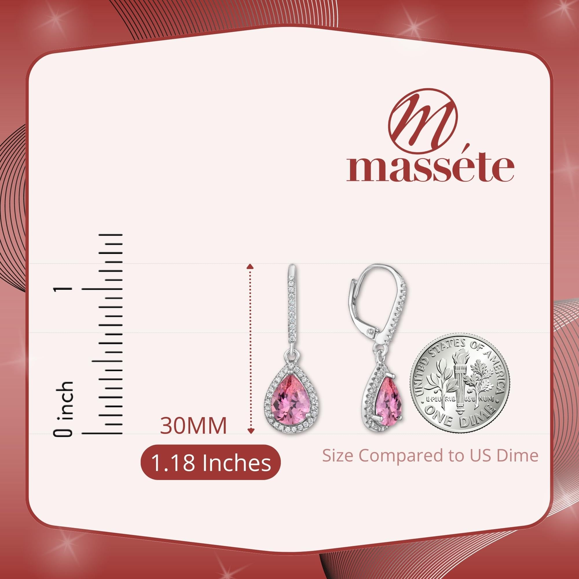 Sterling Silver Leverback Dangle Earrings for Women - Simulated Diamond Pear Halo Earrings | Elegant Gift Box Included | Perfect for Weddings, Parties & Special Occasions