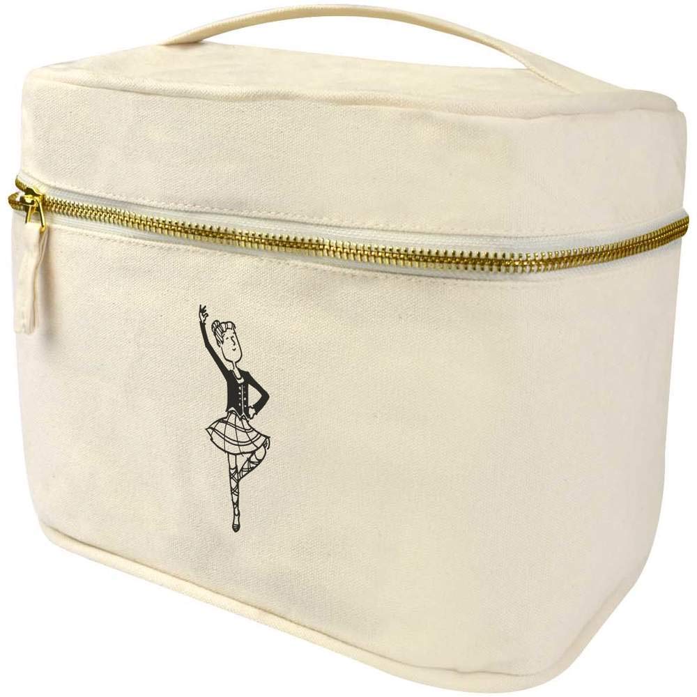 Azeeda 'Highland Dancer' Waterproof Canvas Toiletry Bag & Vanity Case - Travel Cosmetic Organizer for Women & Men (TE00009039) - Perfect for Airplane, Gym, and Weekend Getaways