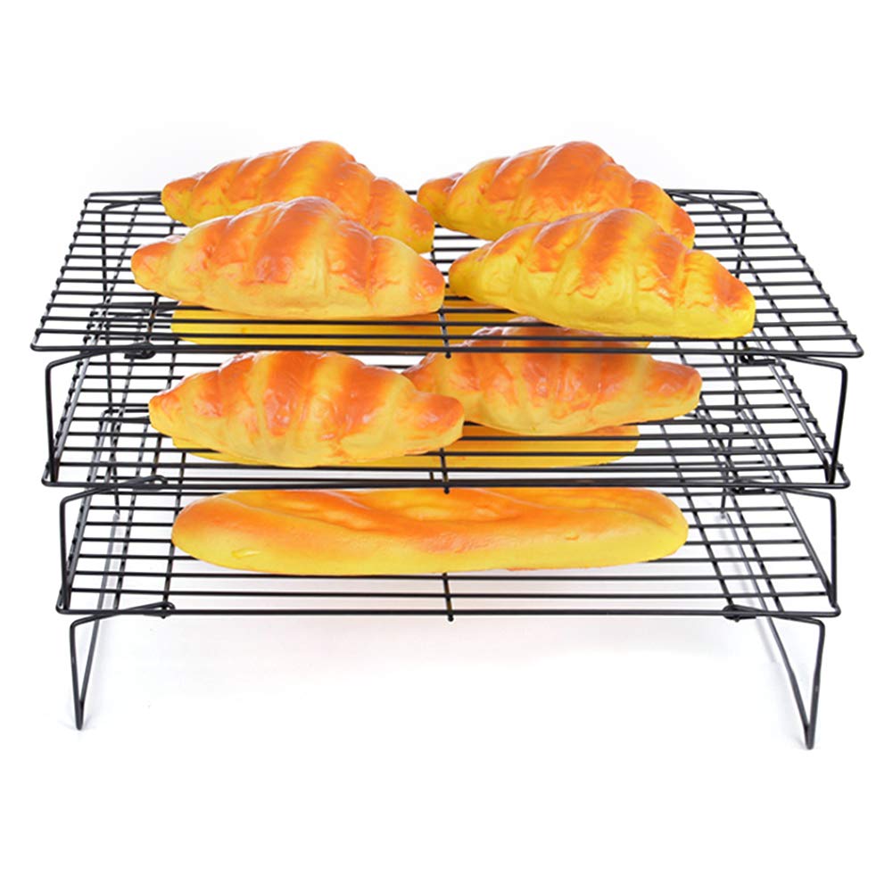 Premium Non-Stick BBQ Cooling Rack - Foldable 15.7 x 9.8 x 8.3 Inch Heavy Duty Food Grade Iron Grid for Baking, Grilling & Food Prep - Perfect for Cooling Cookies, Cakes, Pies, Pastries & BBQ Meats - Ideal for Home Kitchens, Bakeries & Outdoor Cooking