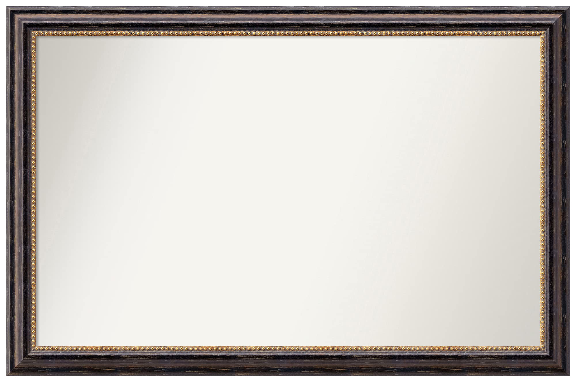 Amanti Art Non-Beveled Custom Wall Mirror 26.75 x 40.75 Inches - Tuscan Rustic Frame Mirror for Bathroom, Living Room, Bedroom - Black & Brown Wooden Frame - Various Custom Sizes Available