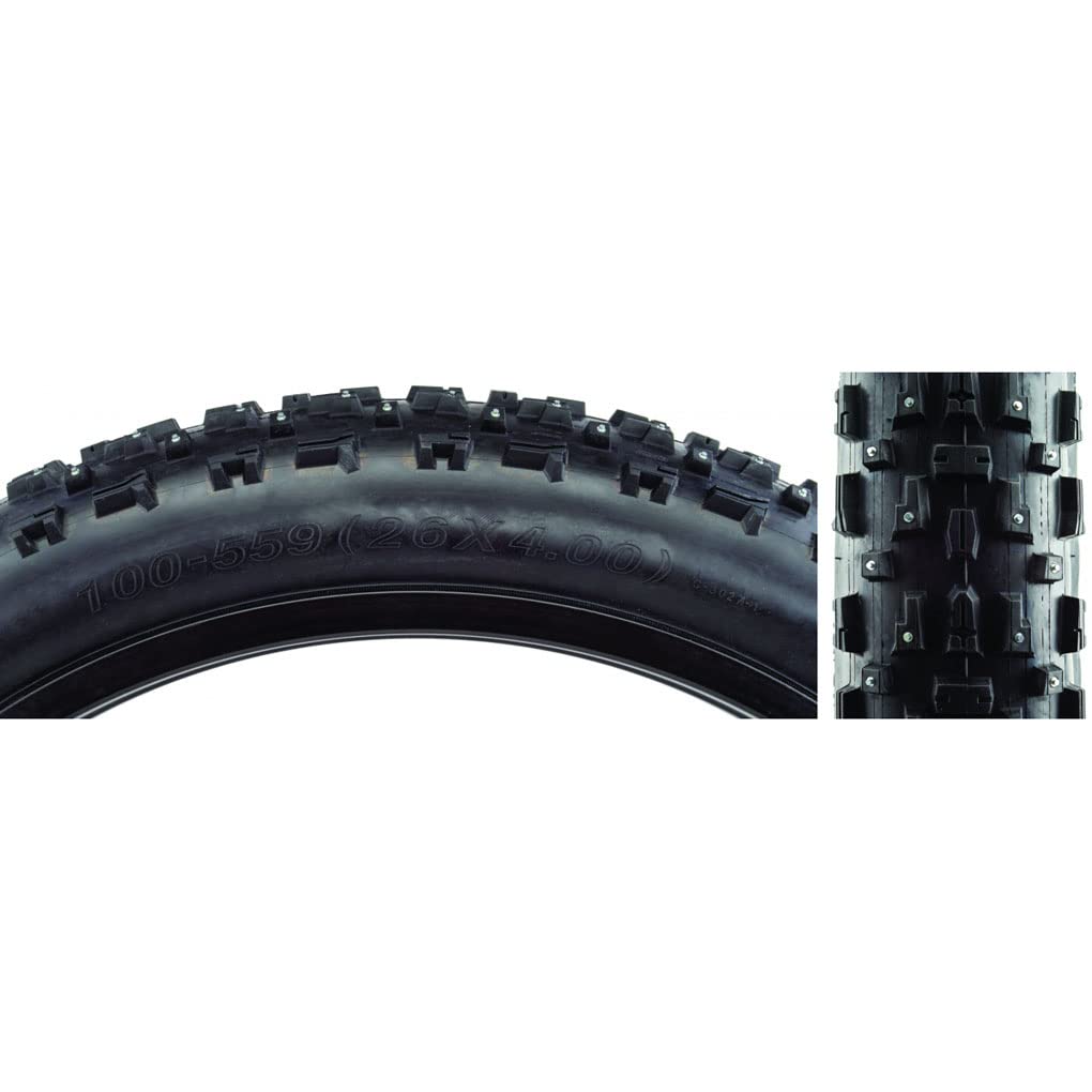 CST 26x4.0 Wide Black Wire Bead Studded Fat Tire for Toboggan - Winter Snow Biking & Off-Road Cycling - Perfect for Snowy Terrains and Mountain Trails