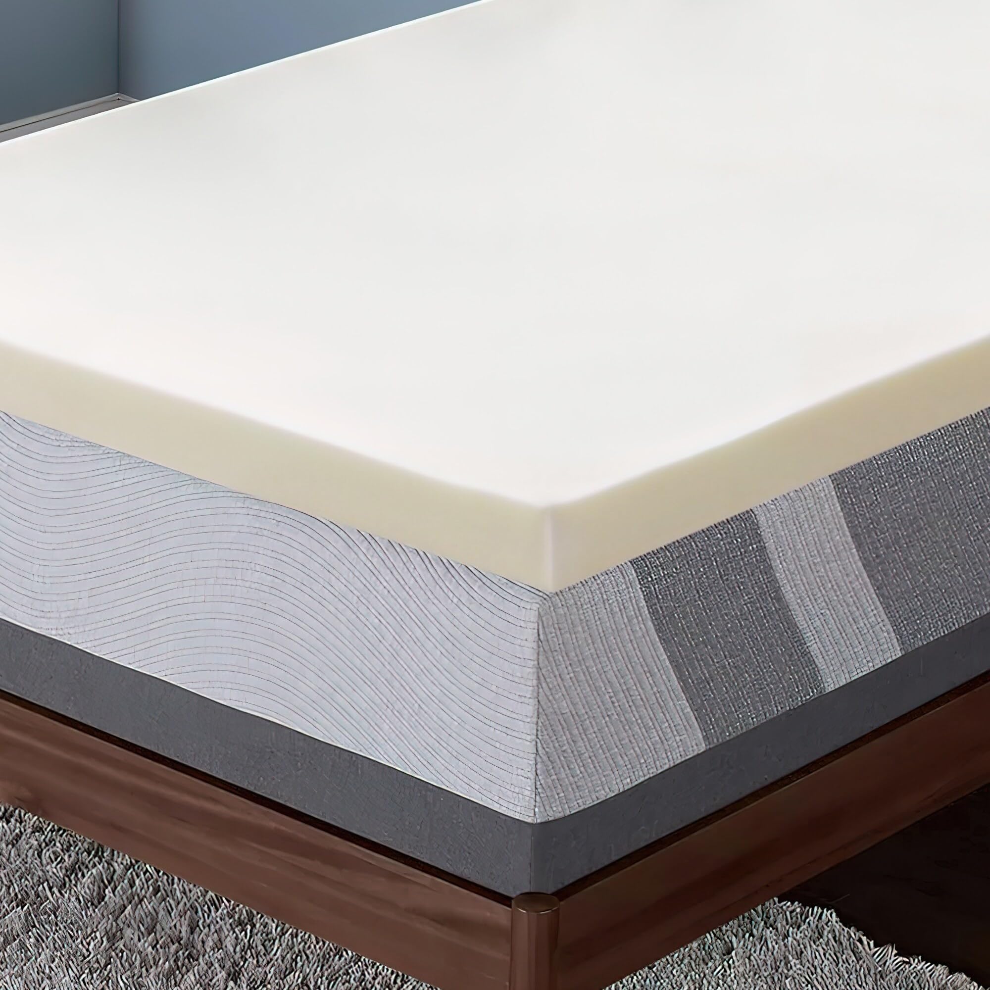 Onetan 2-Inch High Density Gel Memory Foam Mattress Topper for Queen Size Bed - Cooling Pressure Relief & Extra Comfort for Side Sleepers, Back Pain Relief, Guest Room & Dorm Use