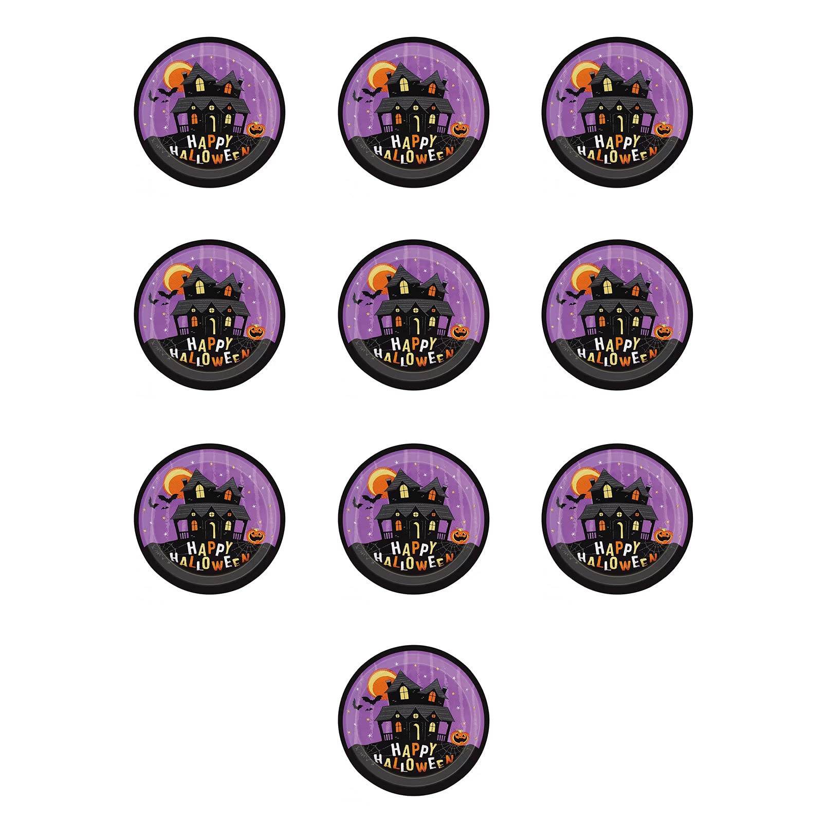 JIDOANCK Halloween Party Supplies - 10 Inch Disposable Plates, Paper Cups, Decorative Flags, Tableware Set for Spooky Home Decor, Trick or Treat, Haunted House Theme Parties