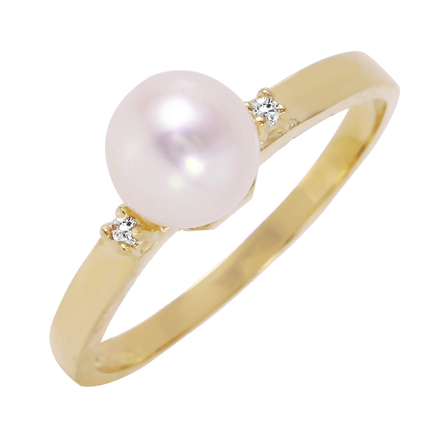 1.02 Carat 14K Solid Gold Ring with Natural Diamonds & Freshwater Pearl - Galaxy Gold GG Elegant Jewelry for Weddings, Anniversaries & Special Occasions