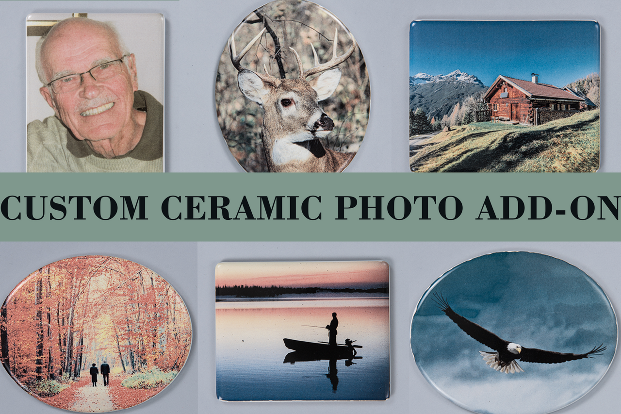 Personalized Ceramic Photo Keepsake for Natural Marble Stone Urns - Memorial Gift for Loved Ones | Perfect for Home Memorials, Graveside Tributes & Family Keepsakes