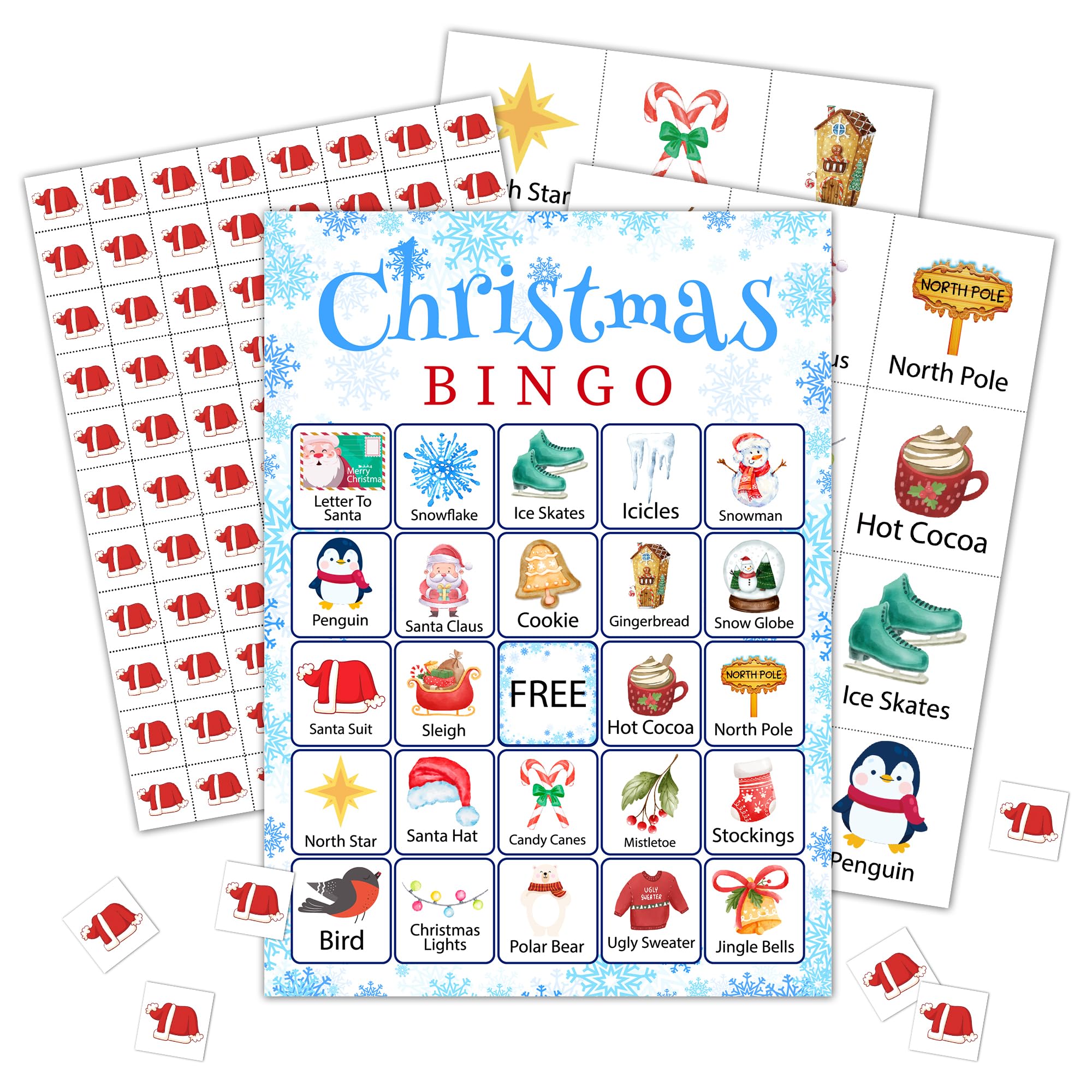 Christmas Bingo Game Set for 24 Players - Fun Holiday Party Game Cards for Family Gatherings, Birthday Celebrations & Group Activities | Perfect Gift for Women, Men & Friends | Great for Christmas Parties, Family Game Nights & Office Events