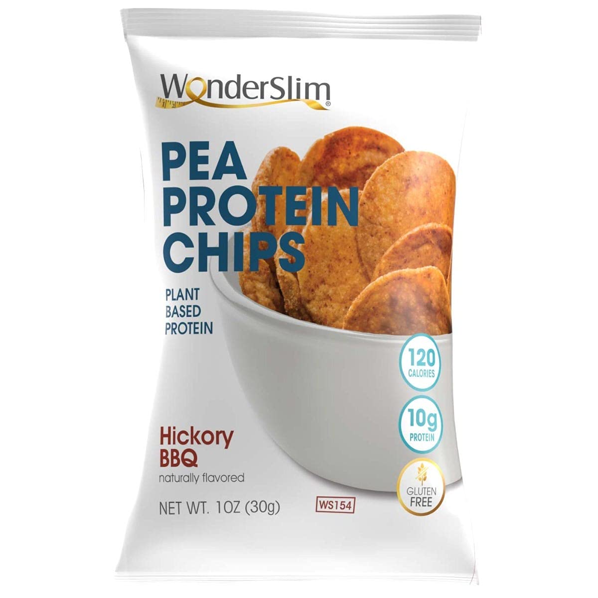WonderSlim Pea Protein Snack Chips - Hickory BBQ Flavor - 12 Pack (120 Calories, 10g Protein, Gluten Free) - Healthy Vegan Keto Snacks for Weight Loss & On-the-Go Nutrition