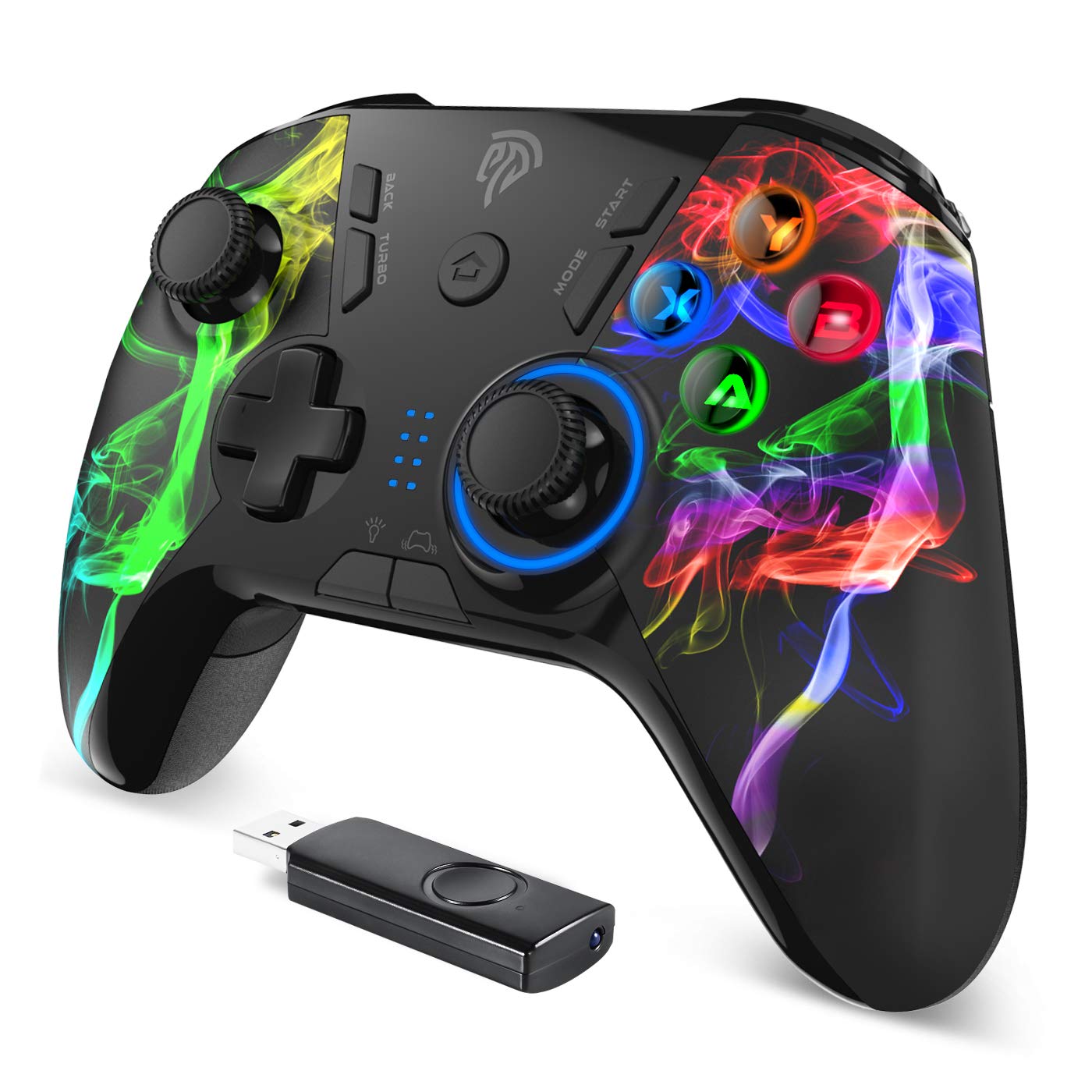 REDSTORM Wireless Gaming Controller for PC, PS3, Switch, Smartphone & Android Devices - 2.4G Dual Vibration Gamepad with Turbo, Programmable Buttons & LED Lights | Perfect for PC Gaming, Console Play & Mobile Gaming on TV Box/Tablet (OTG Compatible)