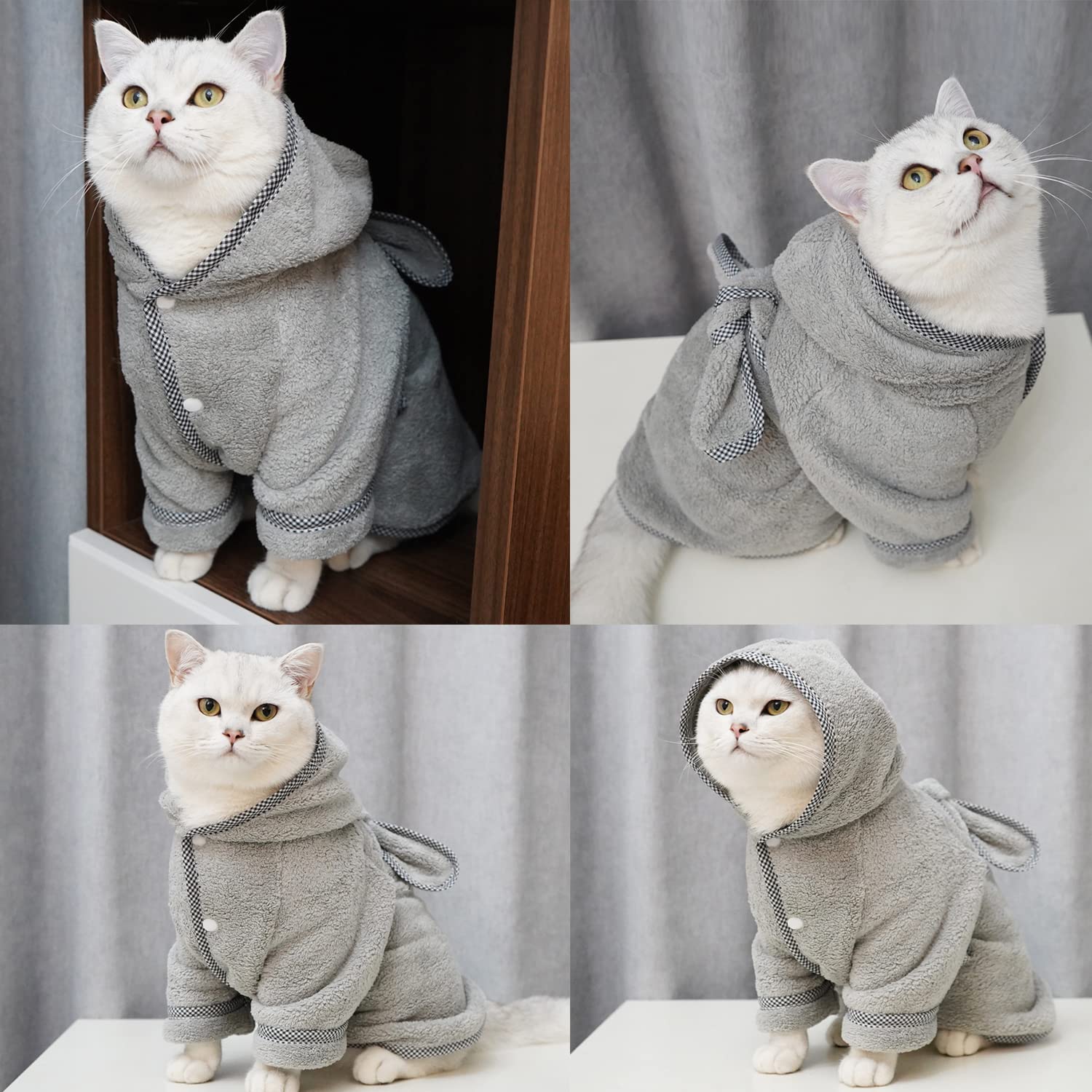 Premium Microfiber Dog Bathrobe - Fast Drying Absorbent Hooded Bath Towel for Small Medium Large Dogs & Cats (2XL, Gray) | Post-Bath Drying, Grooming, Spa Day & Home Relaxation