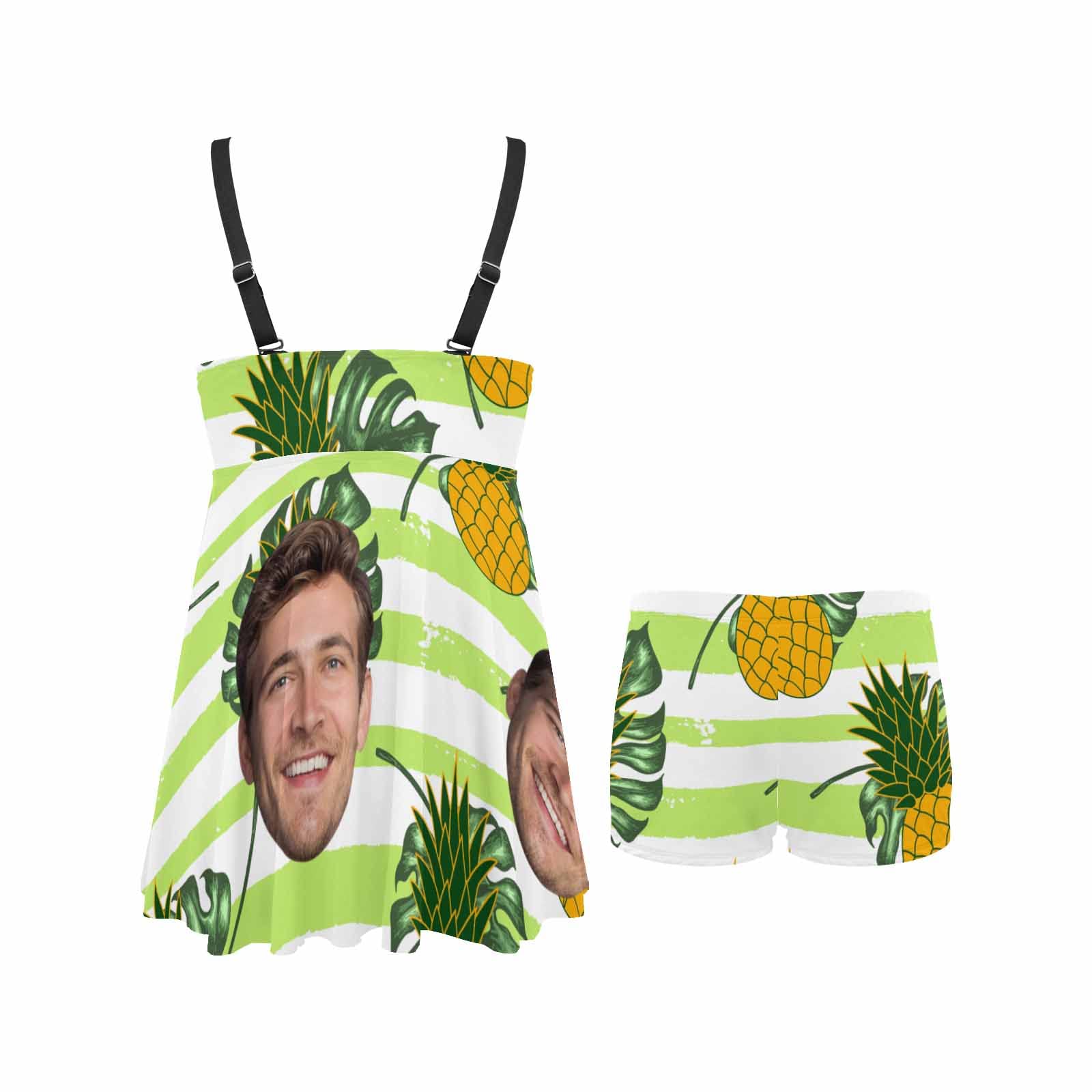 Custom Personalized Women's Flag Print Two-Piece Swimsuit with Shorts - Summer Beachwear for Swimming, Vacations & Gifts