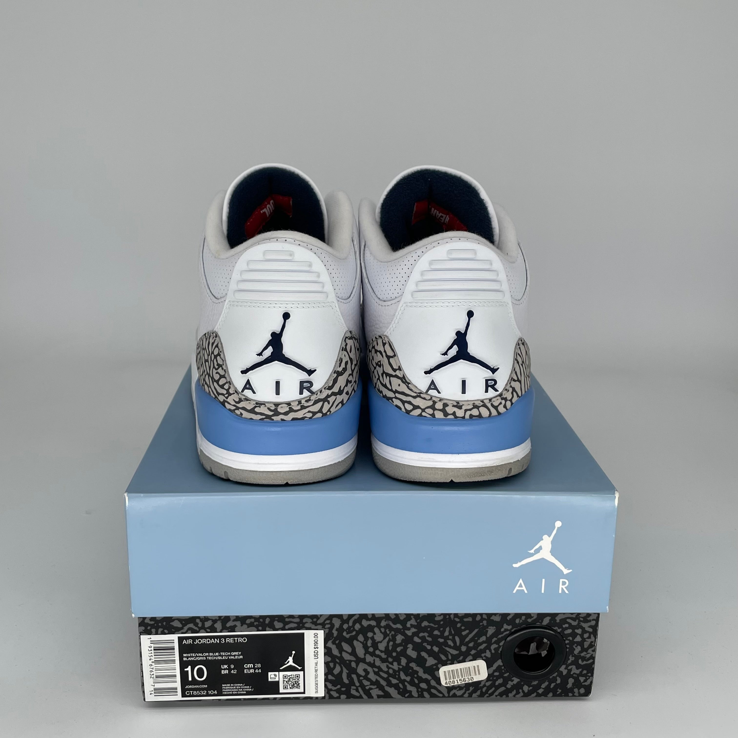 AIR JORDAN 3 UNC Men's Basketball Shoes Size 10 - CT8532-104 - Authentic Retro Sneakers for Casual Wear & Street Style