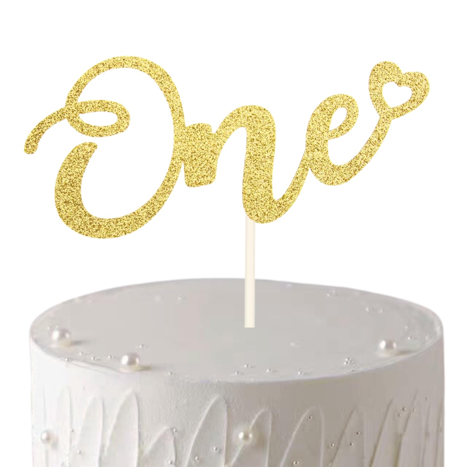 ALISSAR Glitter 1st Birthday Cake Topper - Double Sided Gold for Boys & Girls | Perfect for Anniversary Cakes